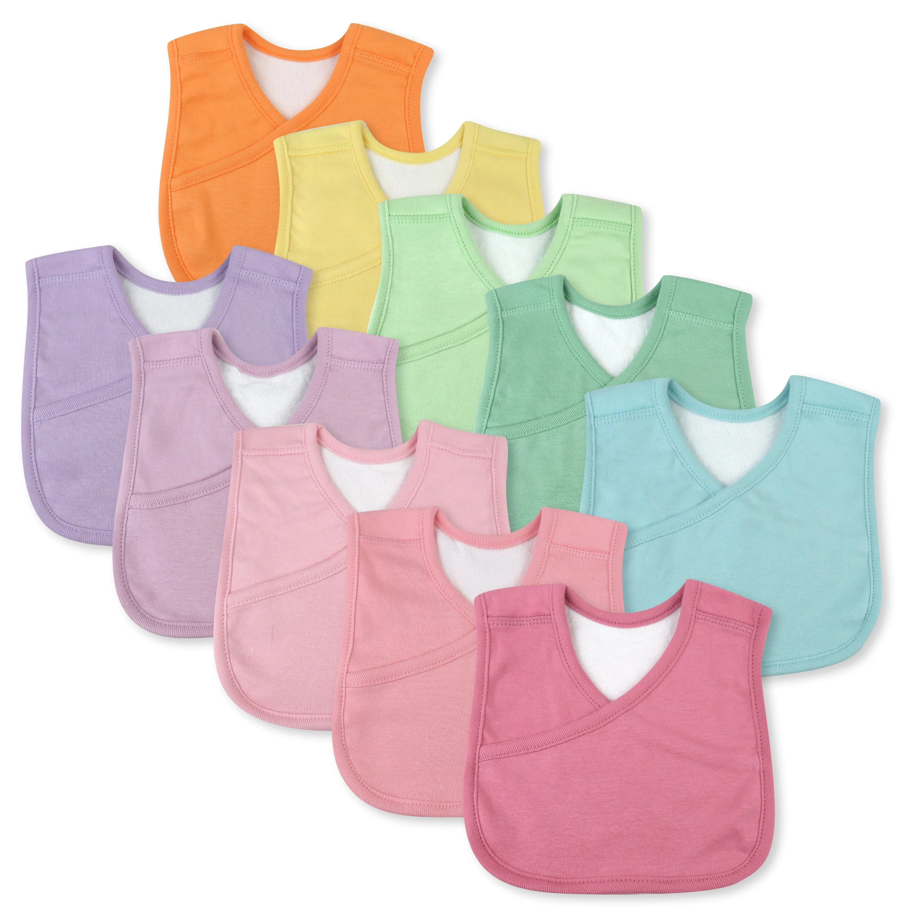 10-Pack Organic Cotton 4 in 1 Reversible Bibs