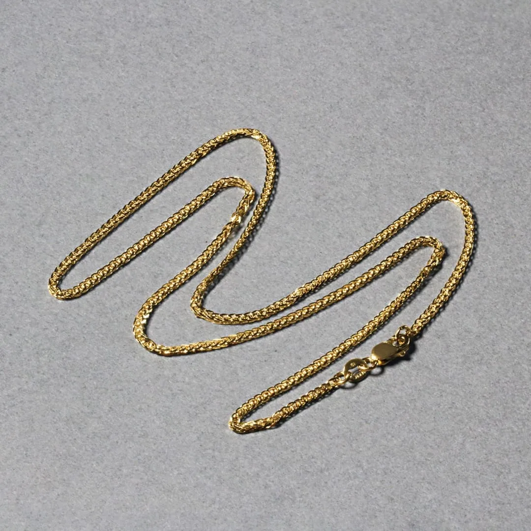 14k 1.8mm Yellow Gold Square Wheat Chain