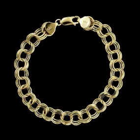 14K Yellow Gold Estate Triple Link Charm Bracelet