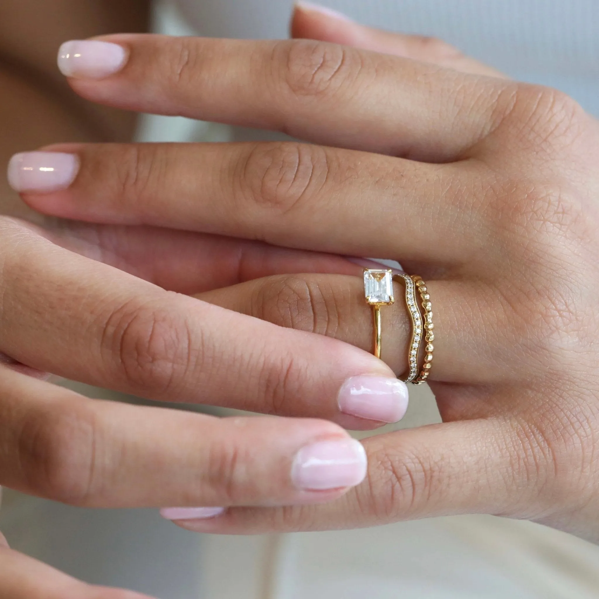 18K Gold and Pave Diamond Wave Ring