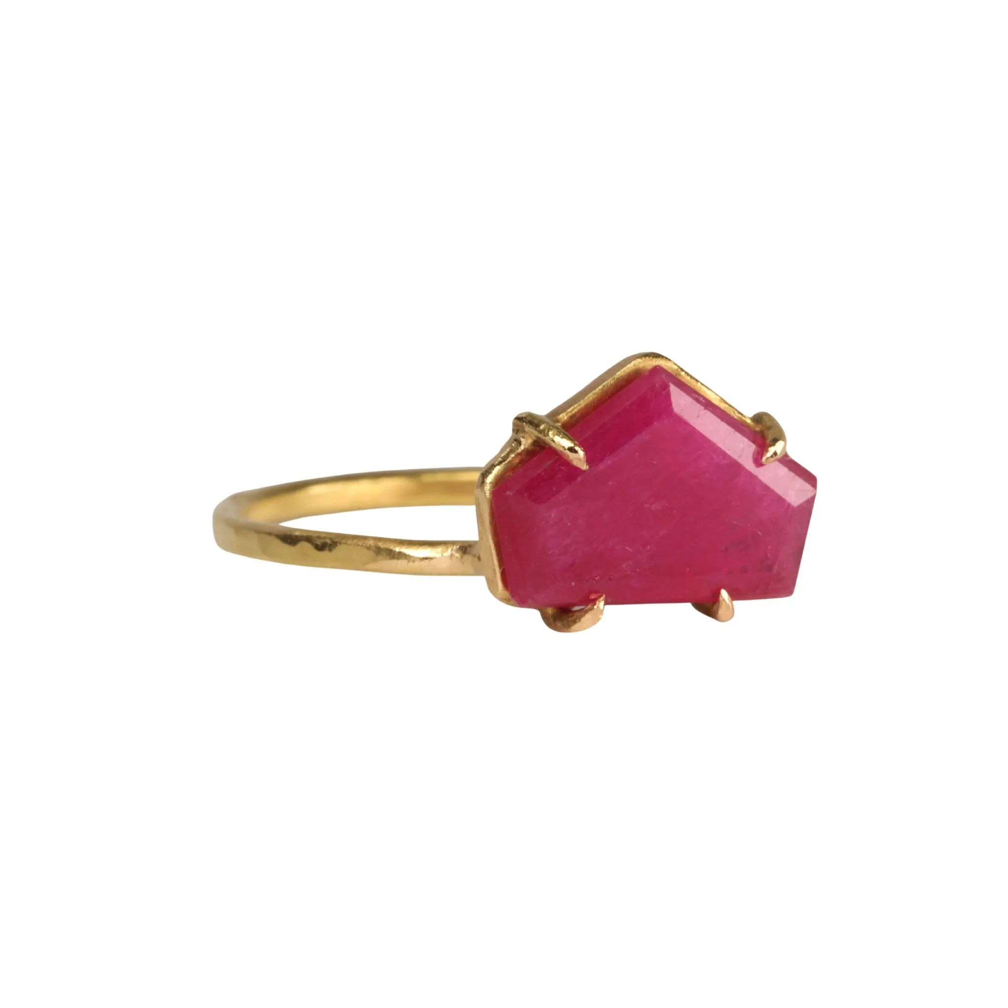 18K Gold Prong-Set Ruby Slice Mini Gem Ring