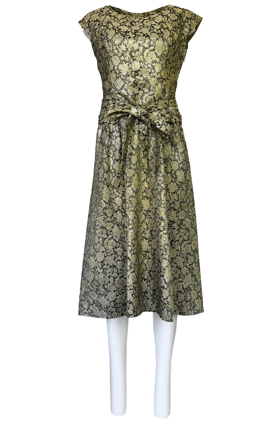 1950s Jeanne Lanvin by Castillo Haute Couture Metallic Brocade Dress