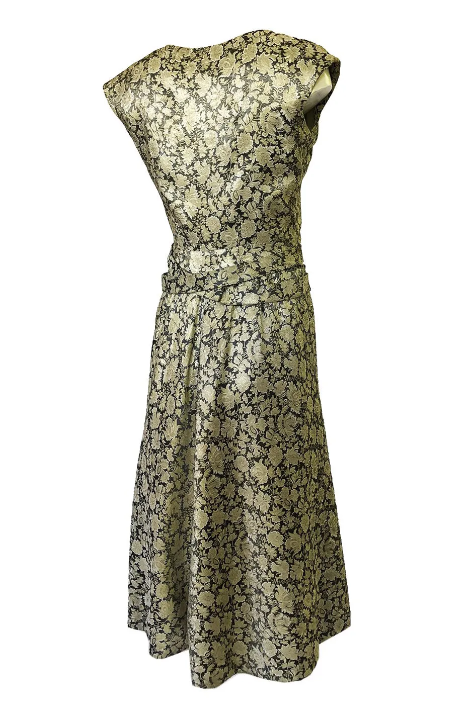 1950s Jeanne Lanvin by Castillo Haute Couture Metallic Brocade Dress