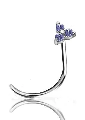 20 Gauge | Trinity Jewelled Violet Surgical Steel Nose Stud