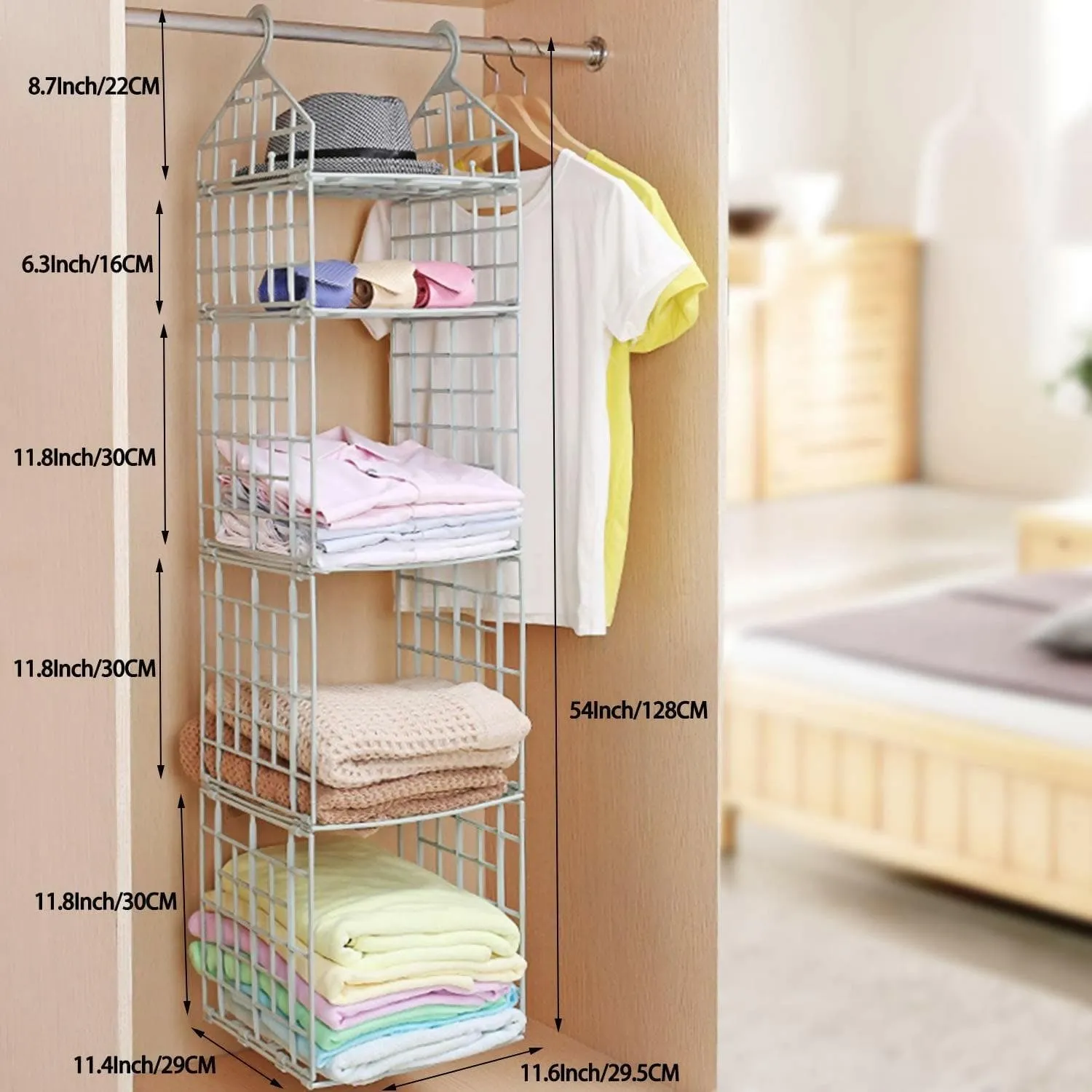 5 Layer Folding Plastic Hanging Closet Organizer Storage Holders & Racks.