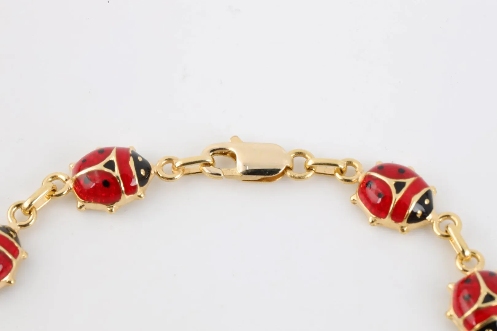 7" 14k Yellow Gold Enamel Ladybug Bracelet (6.00g.)