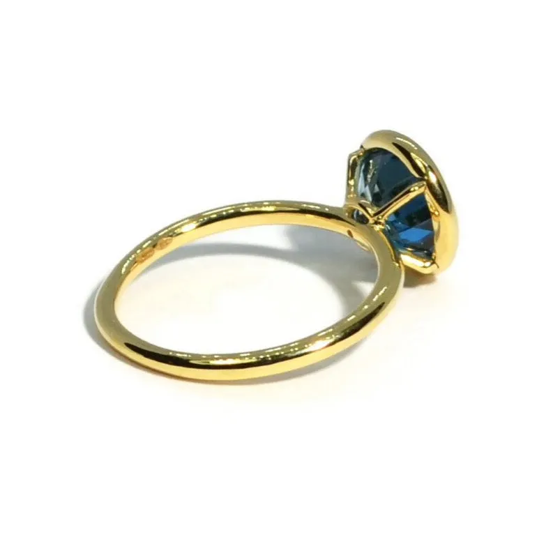 A & Furst - Gaia - Small Stackable Ring with Round London Blue Topaz, 18k Yellow Gold