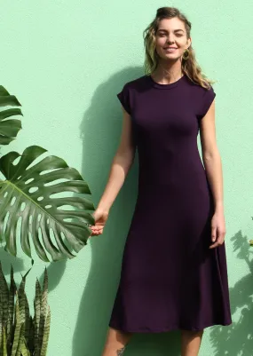 A-line Stretch Rayon Dress Dark Purple