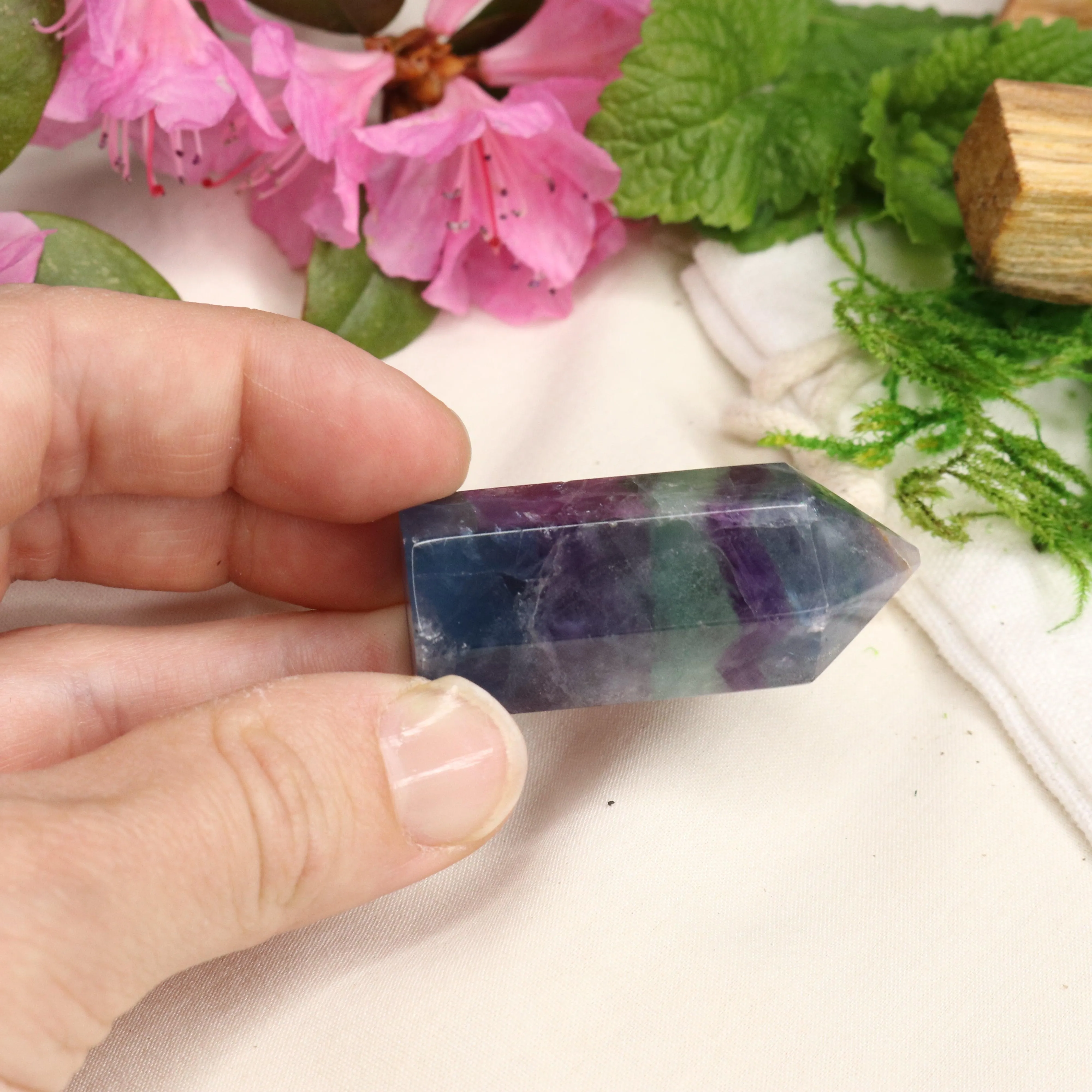 AA Grade Rainbow Fluorite Polished Mini Point #5