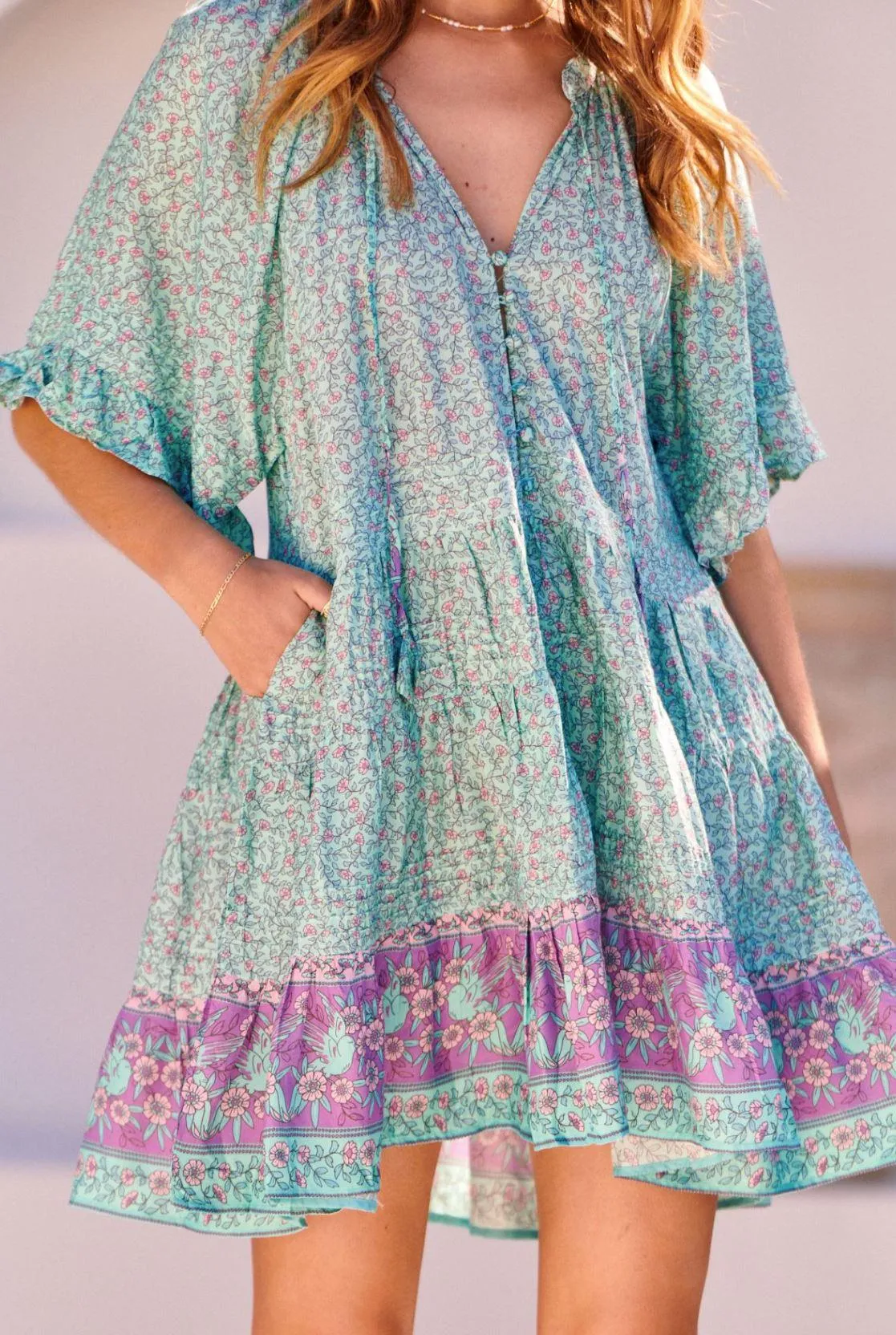 Aqua Love Print Mini Dress Gigi