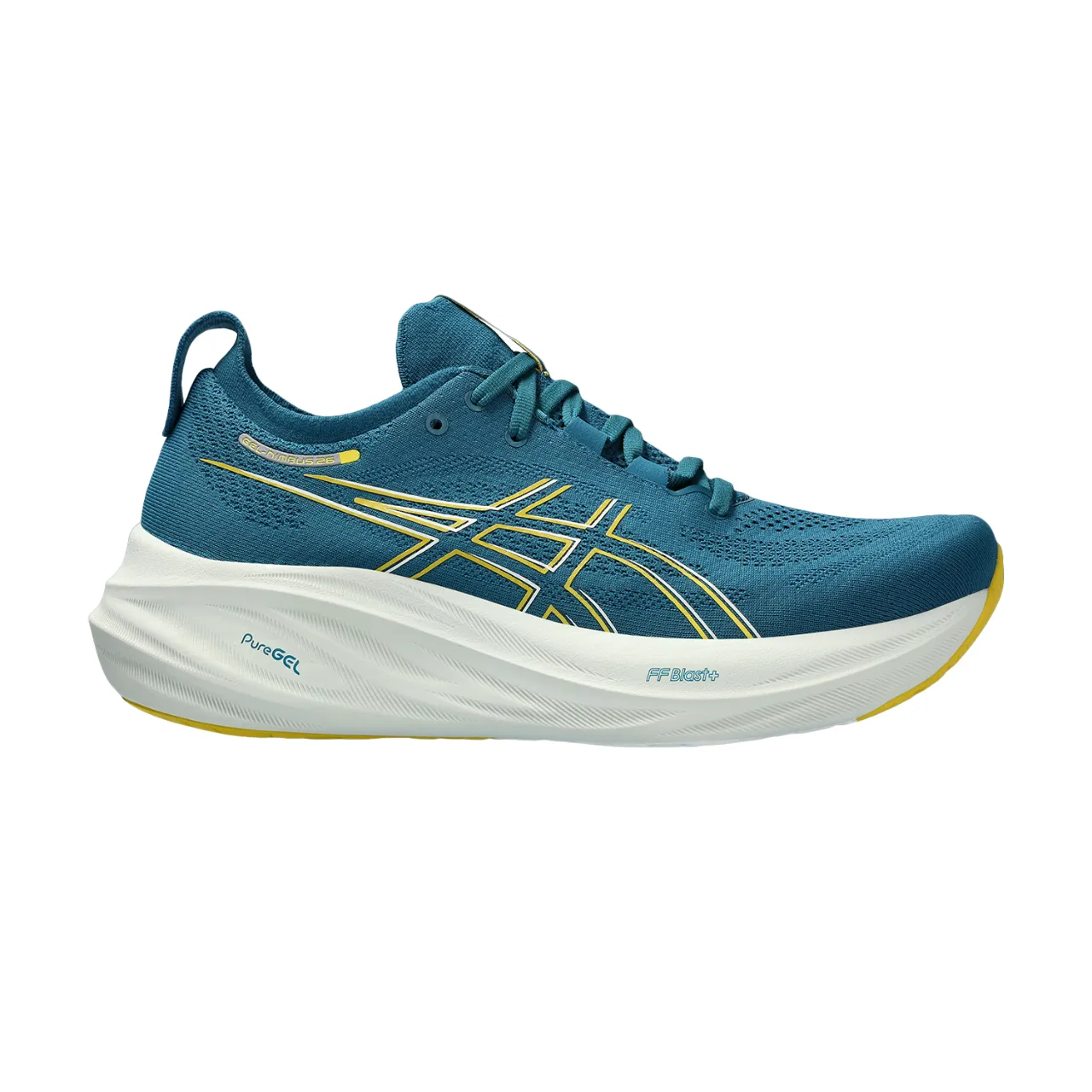 Asics men's running shoe Gel Nimbus 26 1011B794-402 mustard water green