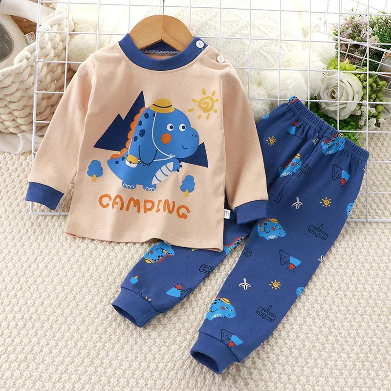 Baby Boy Funny Animal Long Sleepwear Pajama Sets