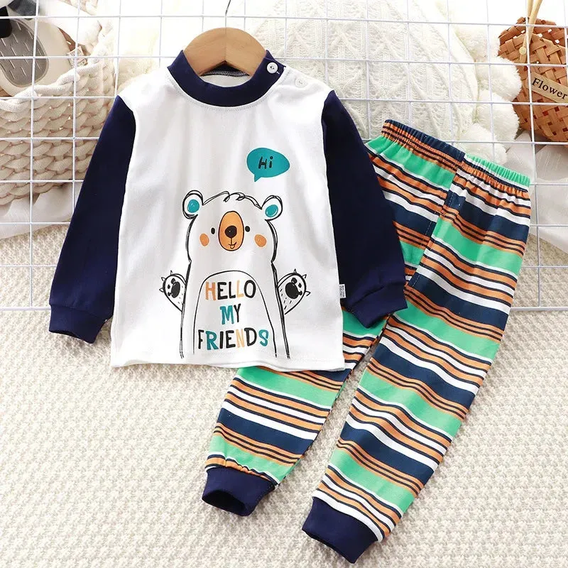 Baby Boy Funny Animal Long Sleepwear Pajama Sets