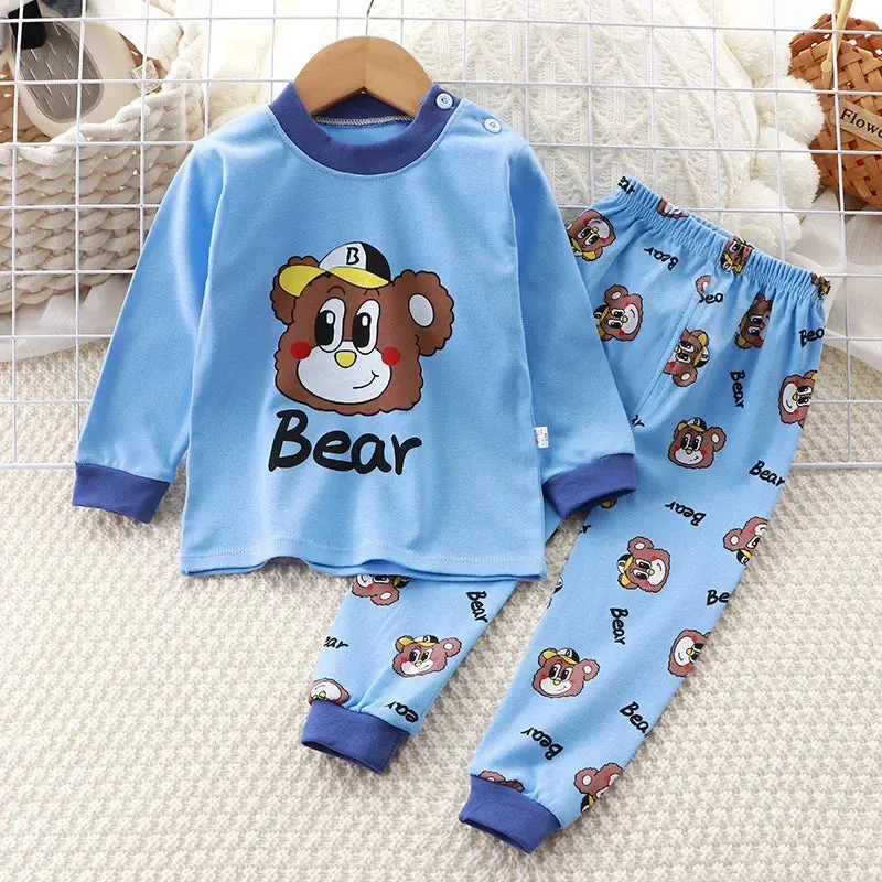 Baby Boy Funny Animal Long Sleepwear Pajama Sets