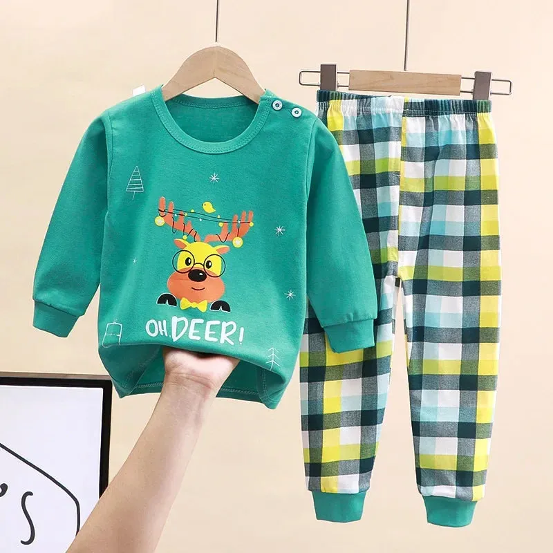 Baby Boy Funny Animal Long Sleepwear Pajama Sets