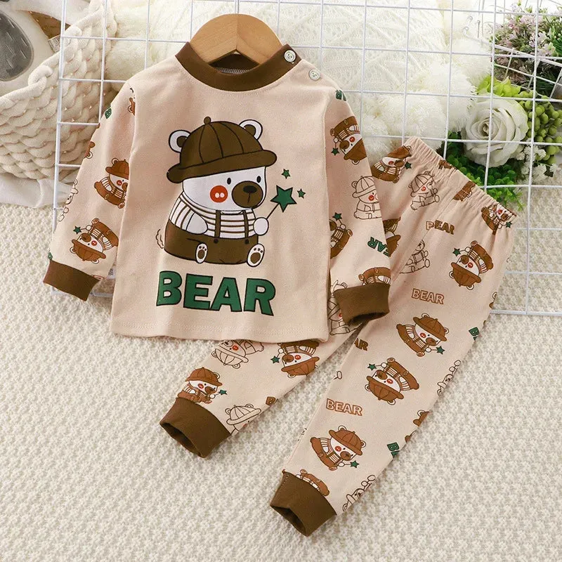 Baby Boy Funny Animal Long Sleepwear Pajama Sets