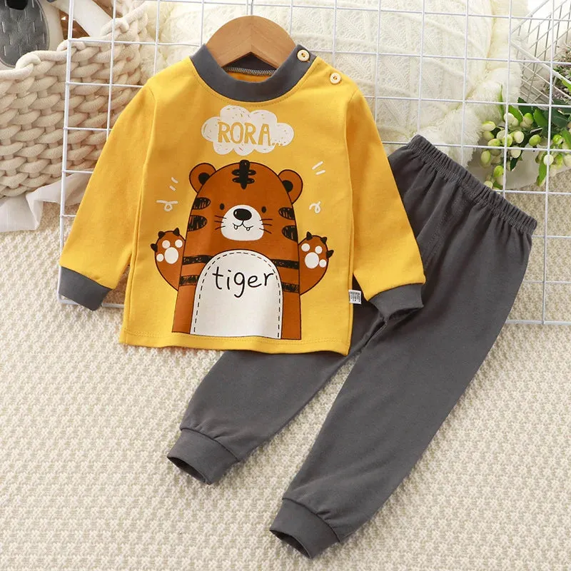 Baby Boy Funny Animal Long Sleepwear Pajama Sets