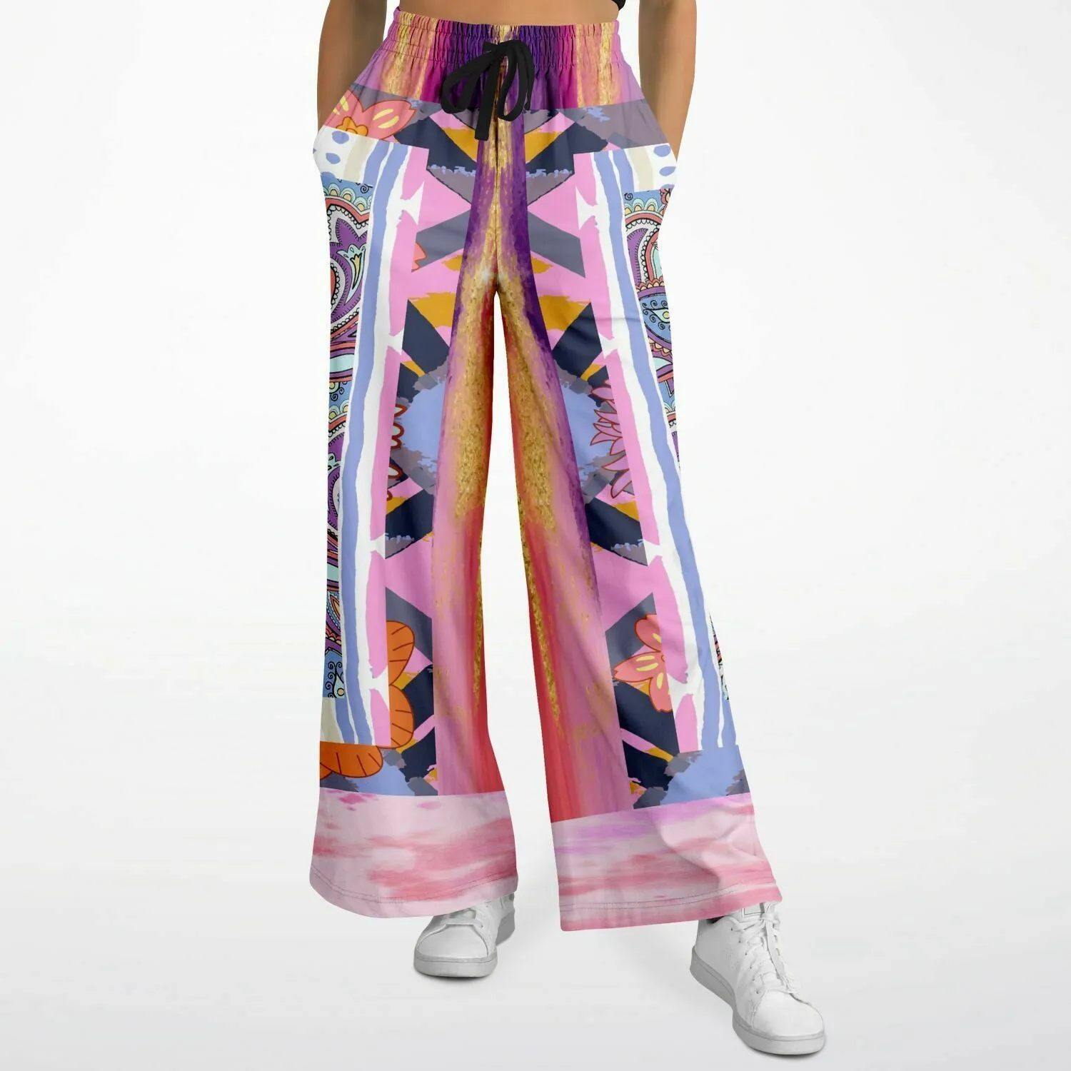 Bahama Mama Drama Pink Patchwork Stretchy Phat Bellbottoms