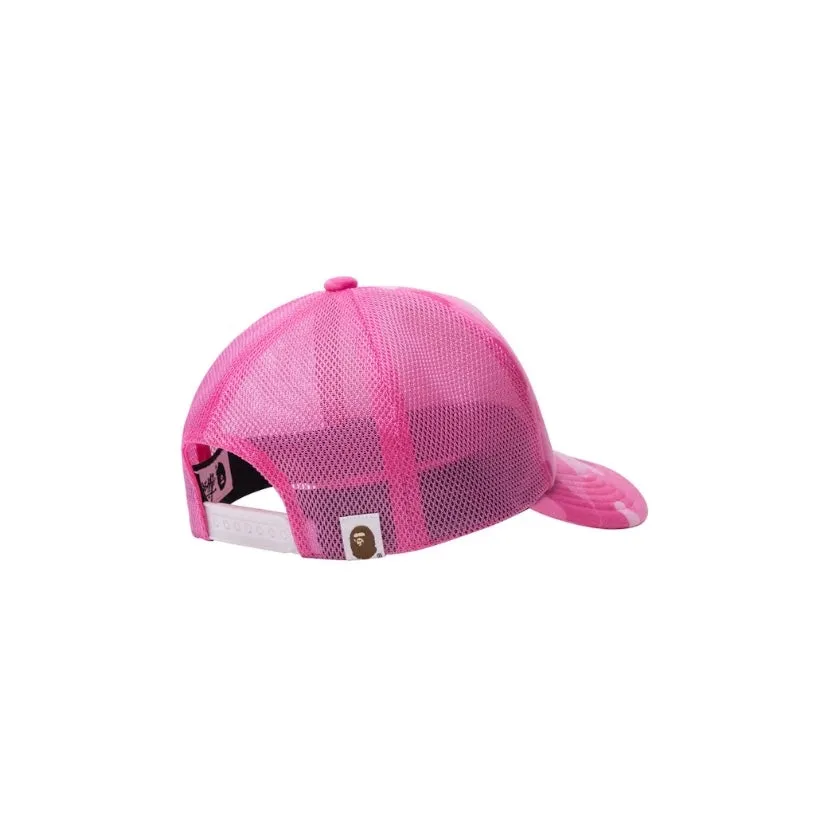 Bape x Stussy Trucker Cap Pink White