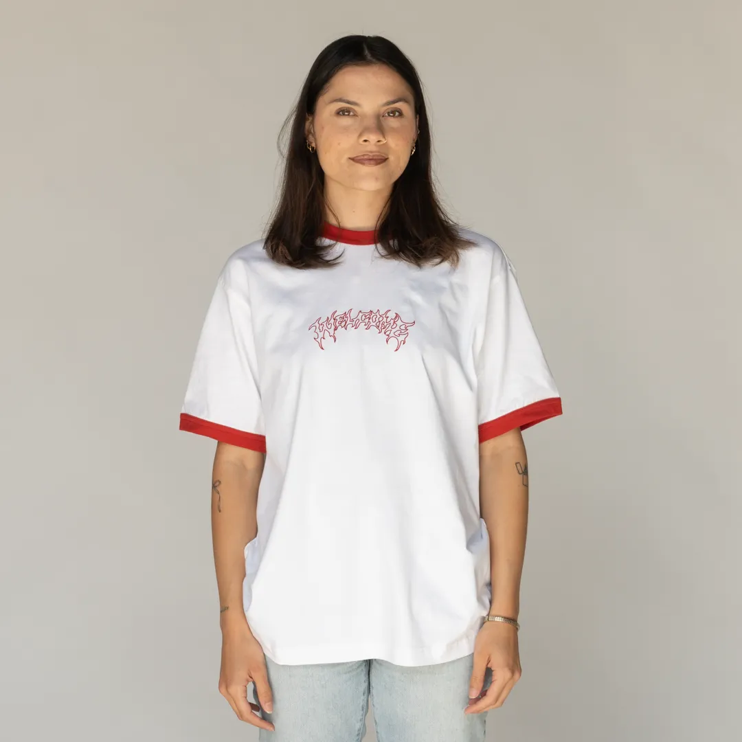 Barb S/S Ringer Tee - White/Red