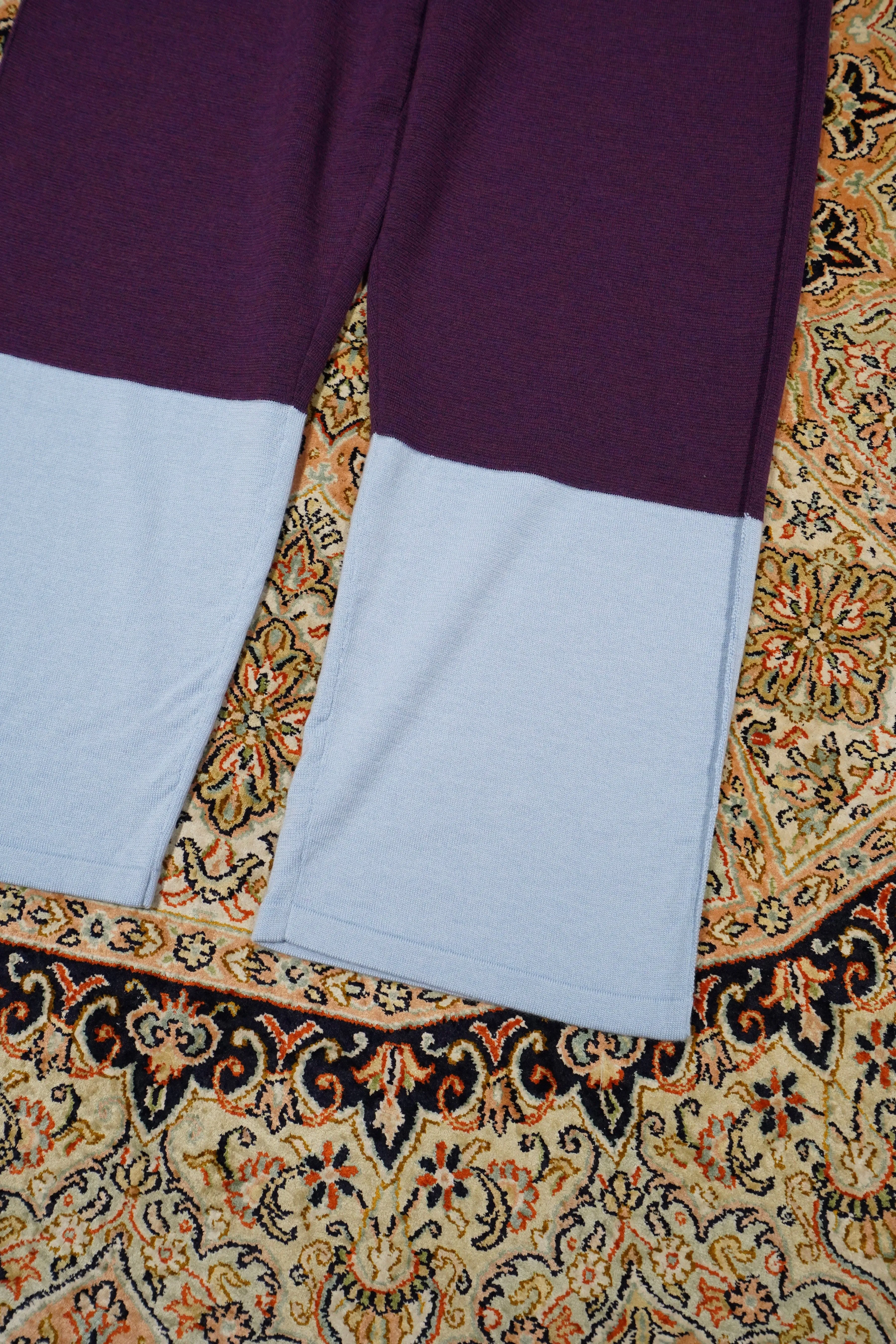 Bicolor knit Pants(Light Blue × Purple)