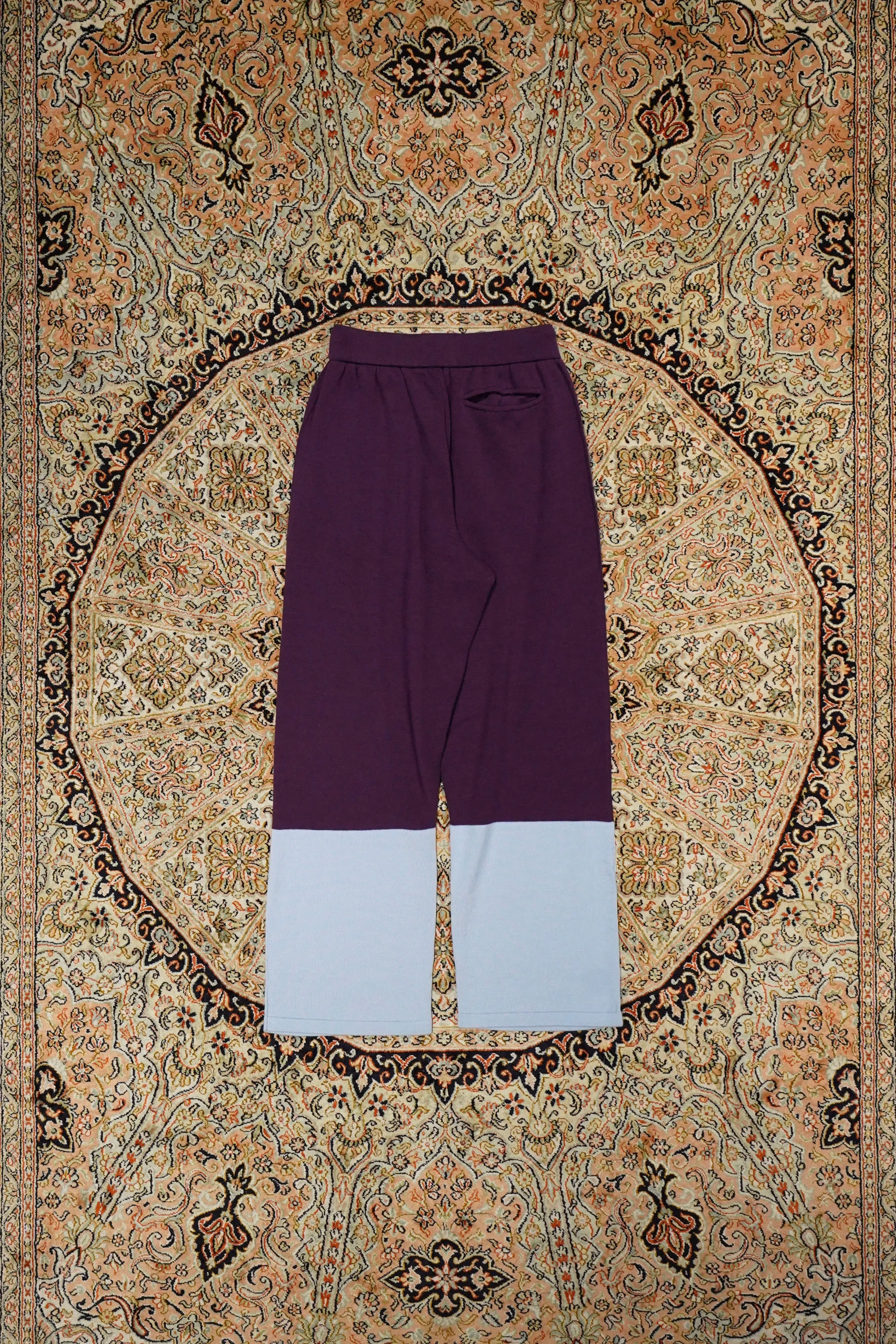 Bicolor knit Pants(Light Blue × Purple)