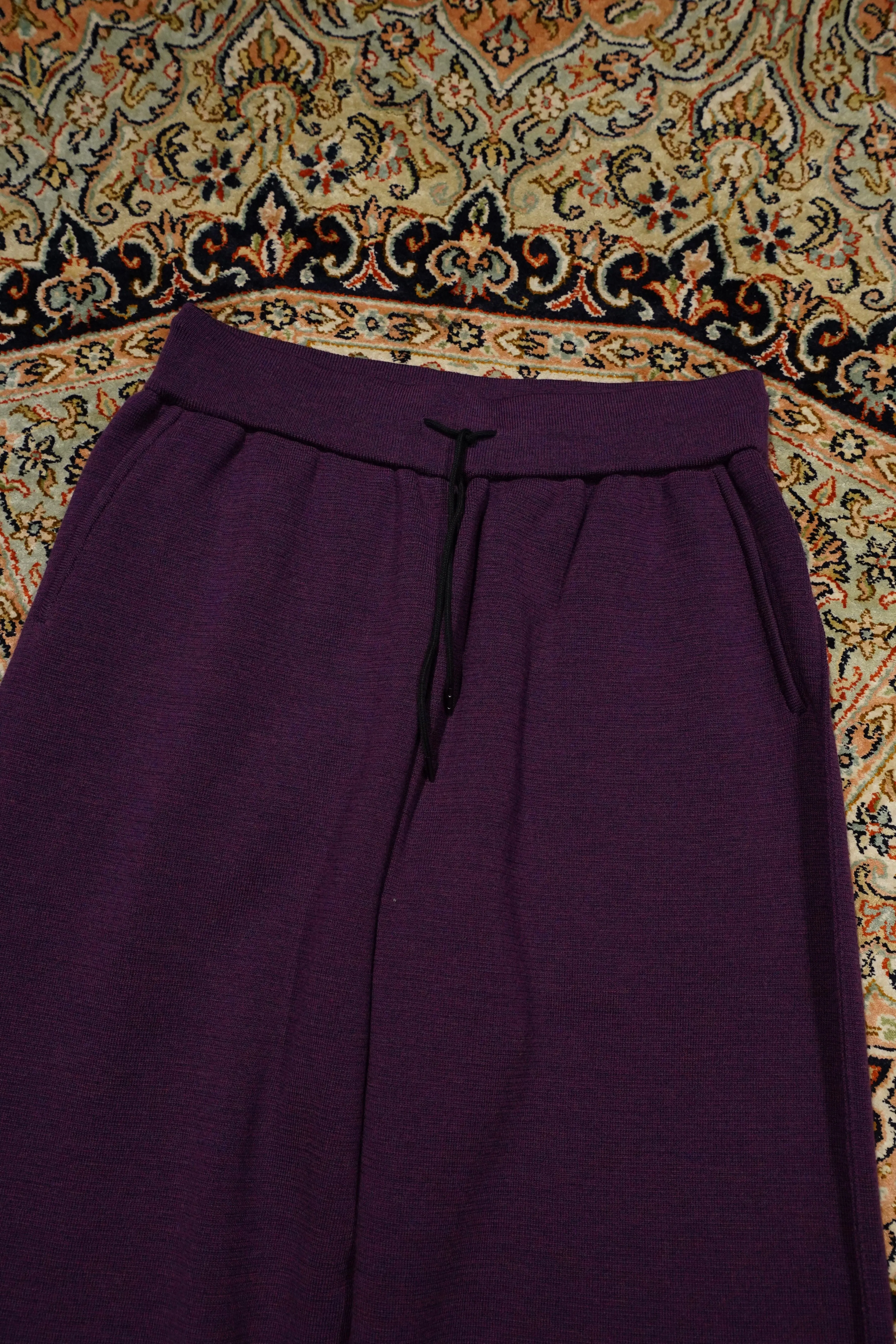 Bicolor knit Pants(Light Blue × Purple)