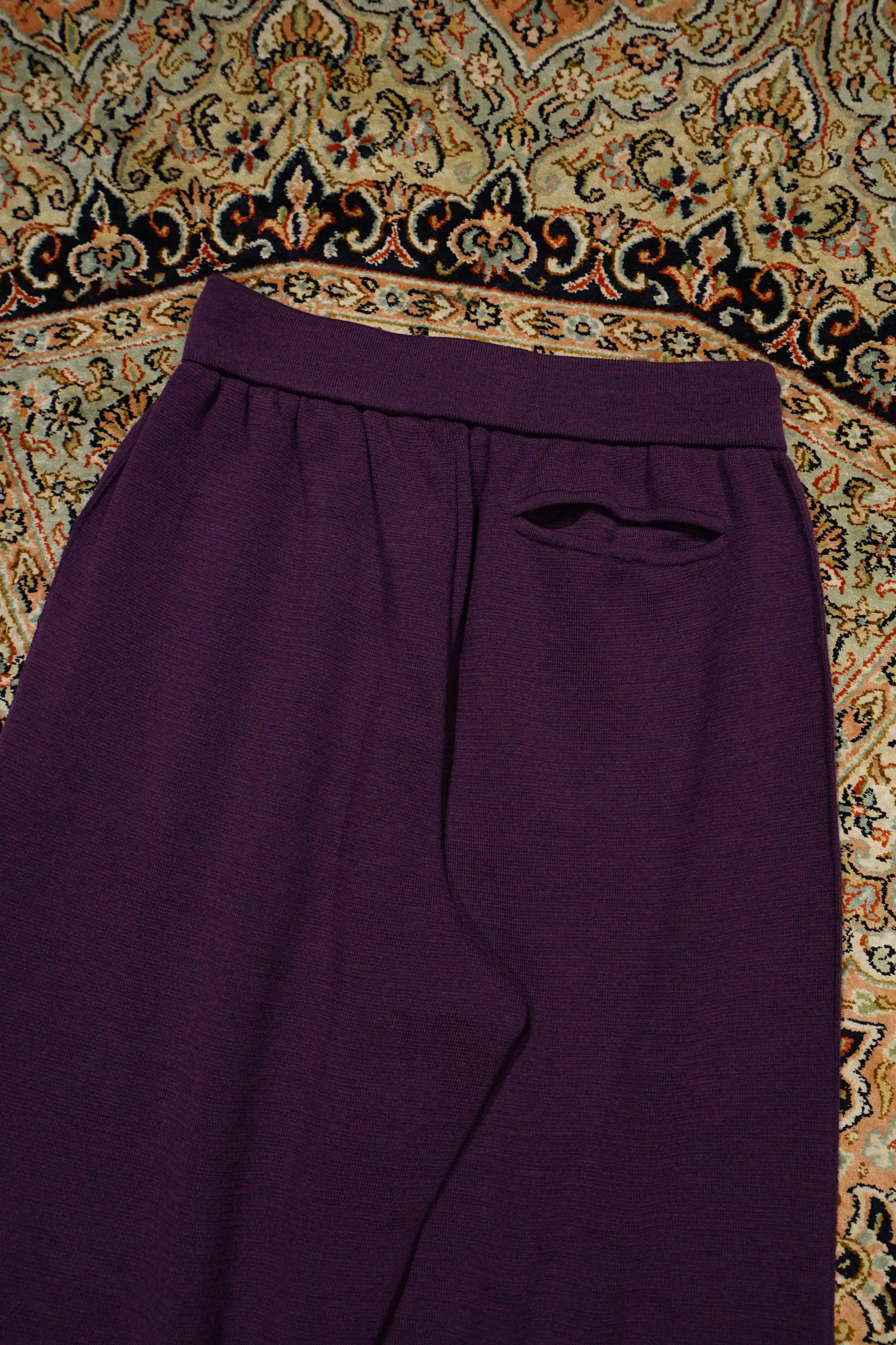 Bicolor knit Pants(Light Blue × Purple)