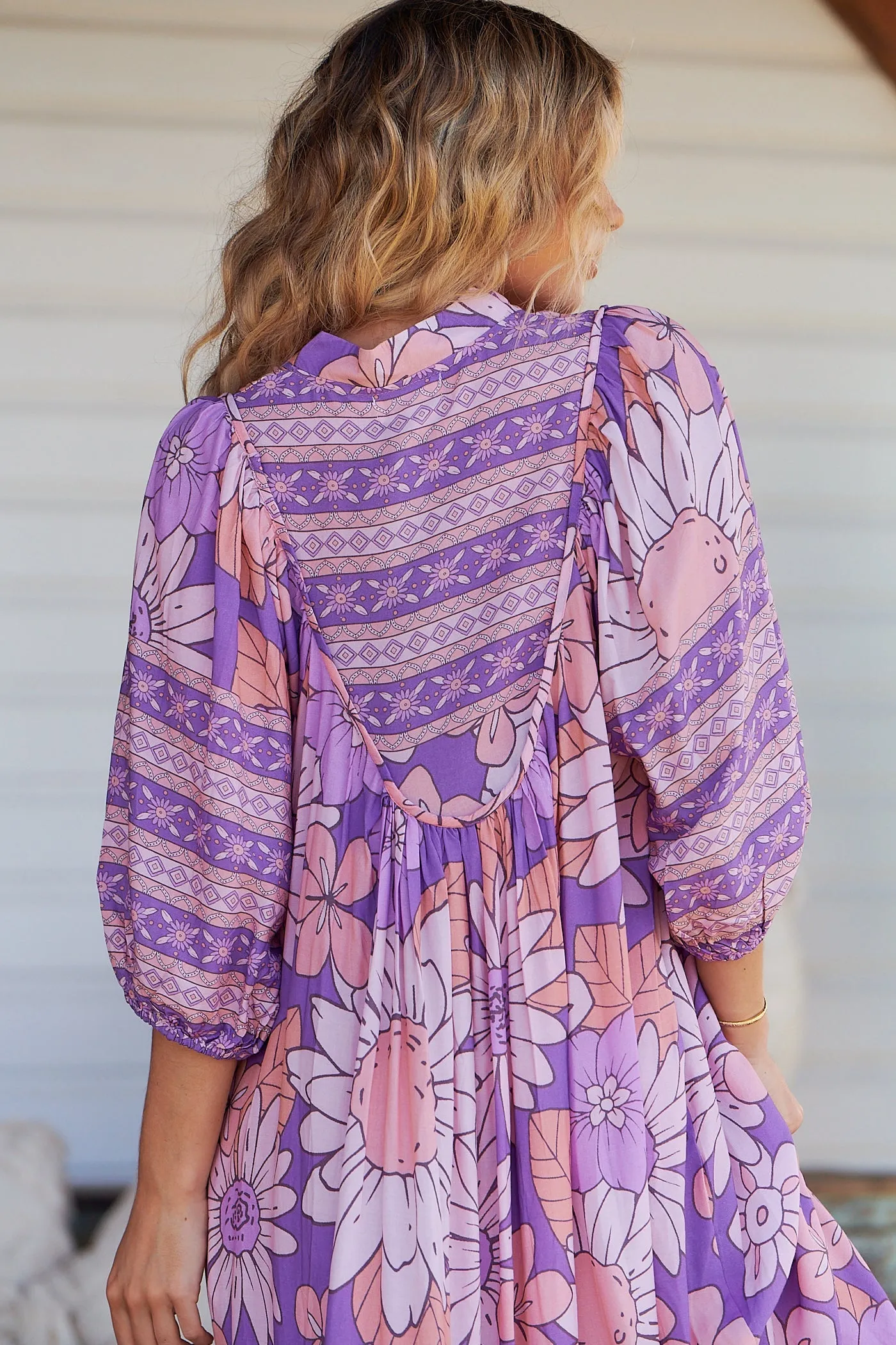 Boheme Midi Dress Purple Rain Print