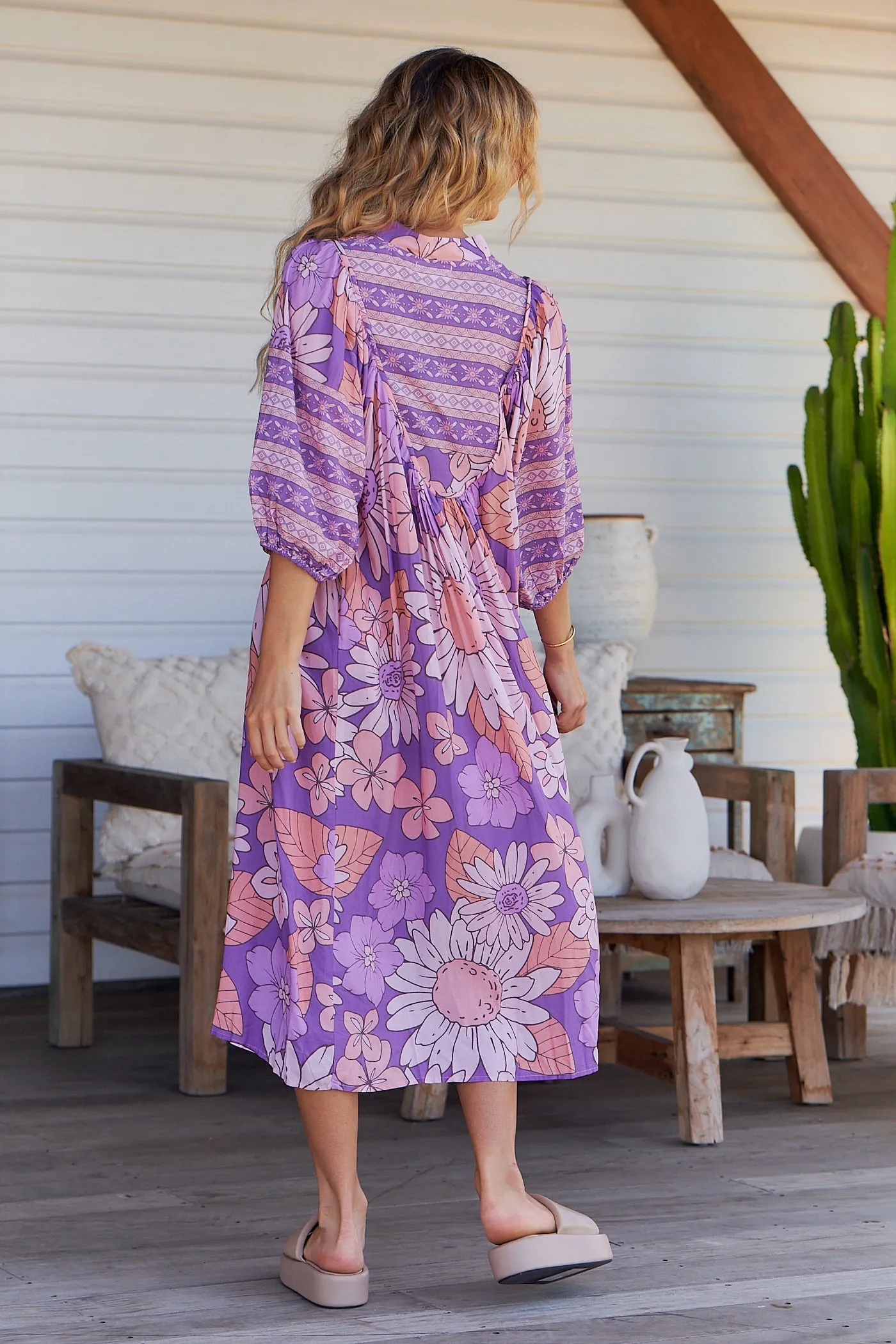 Boheme Midi Dress Purple Rain Print