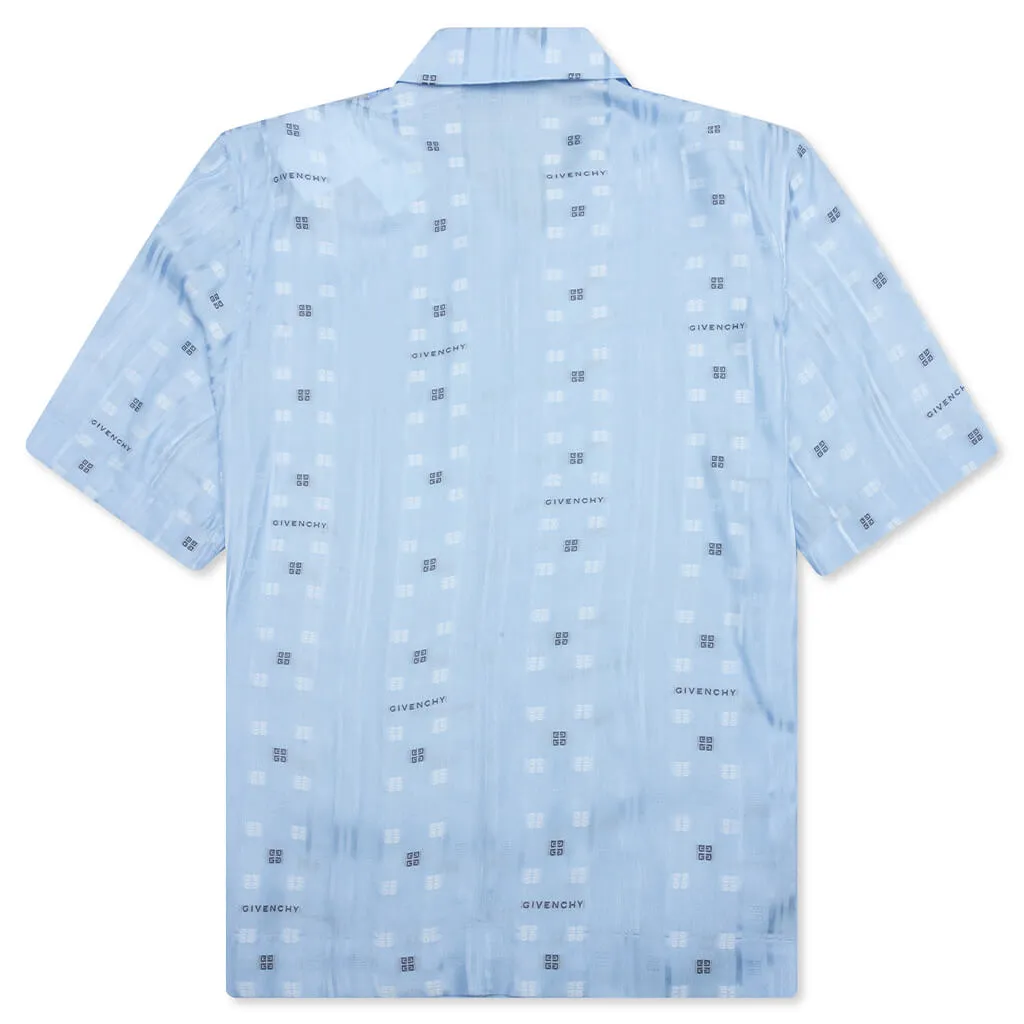 Boxy Fit Shirt w/ Hawaiian Collar - Navy/Light Blue