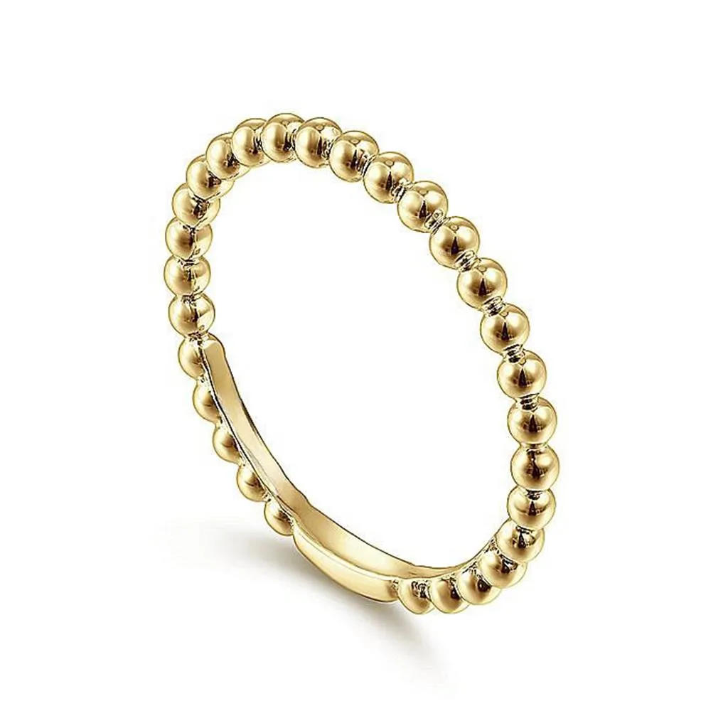 Bujukan Beaded Stackable Ring - 14k Yellow Gold