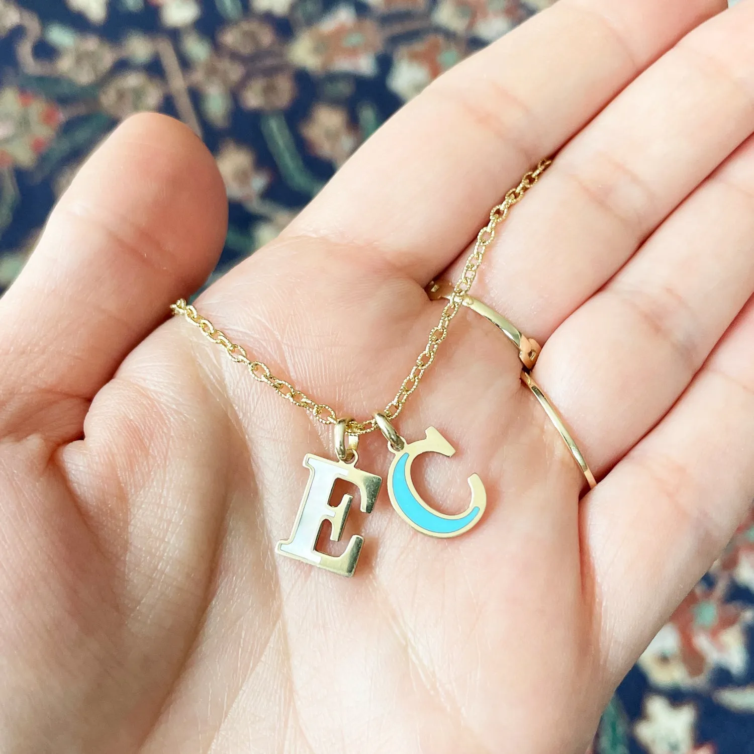 C Initial Gemstone Charm