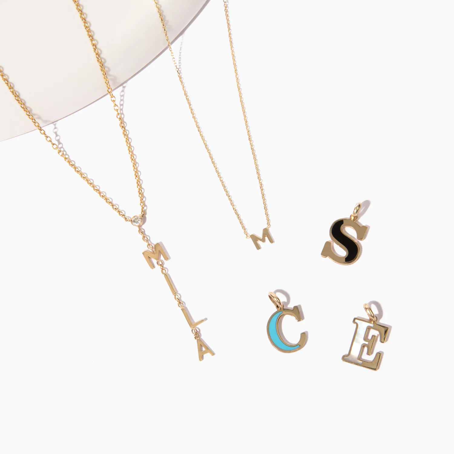 C Initial Gemstone Charm