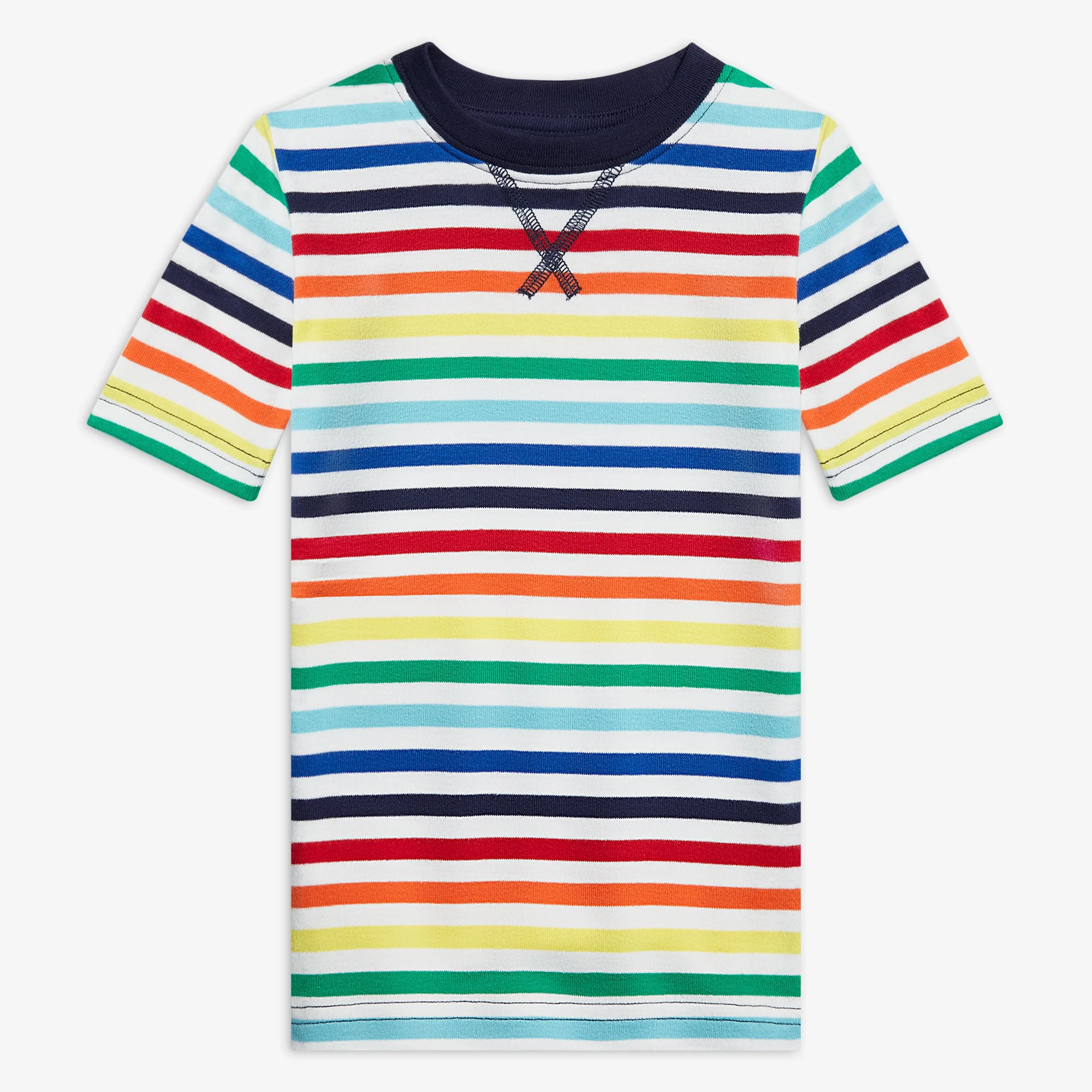 Clearance kids short sleeve pj top in rainbow stripe