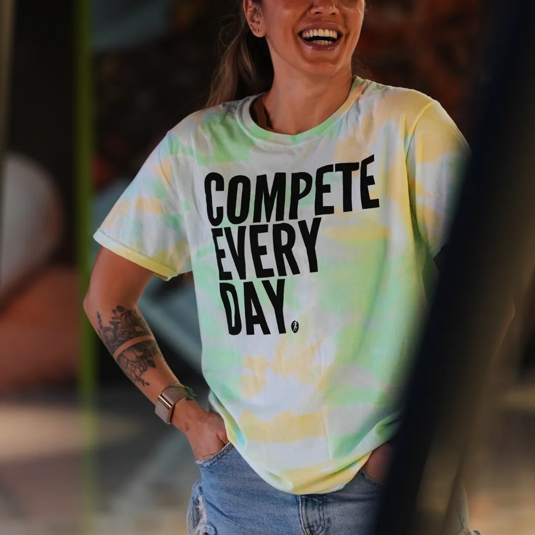 Compete Everyday T-shirt | Green Lime Tie Dye