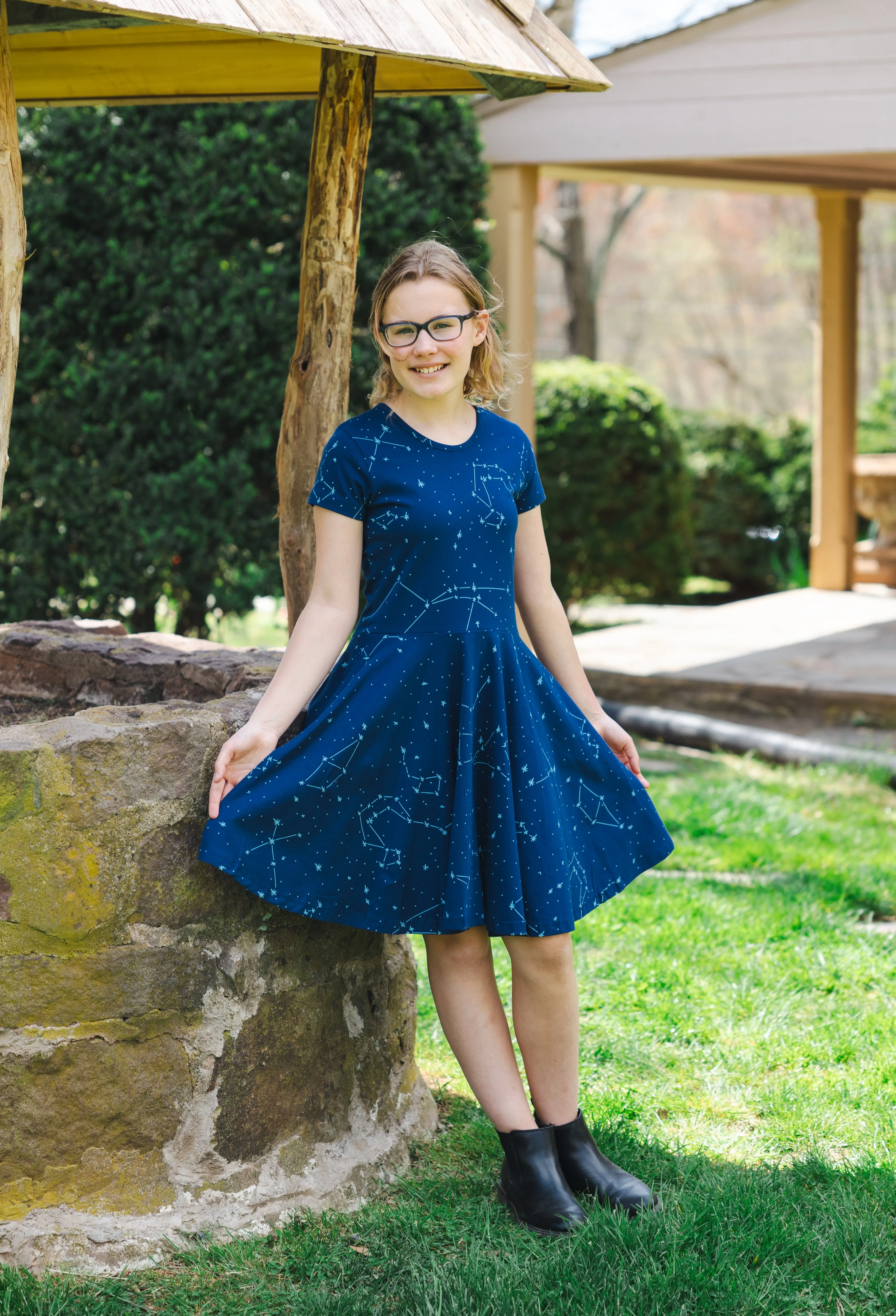 Constellations Glow-in-the-dark Navy Kids Dress