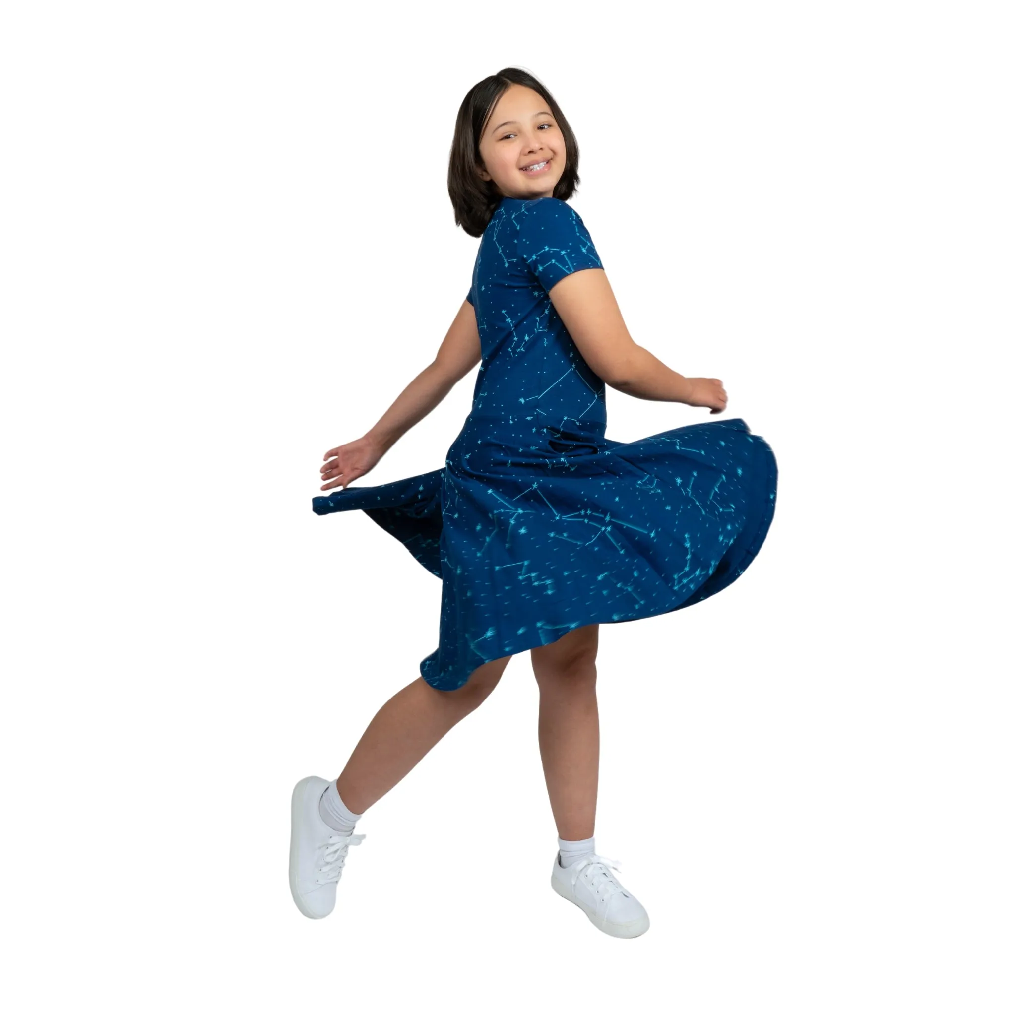 Constellations Glow-in-the-dark Navy Kids Dress