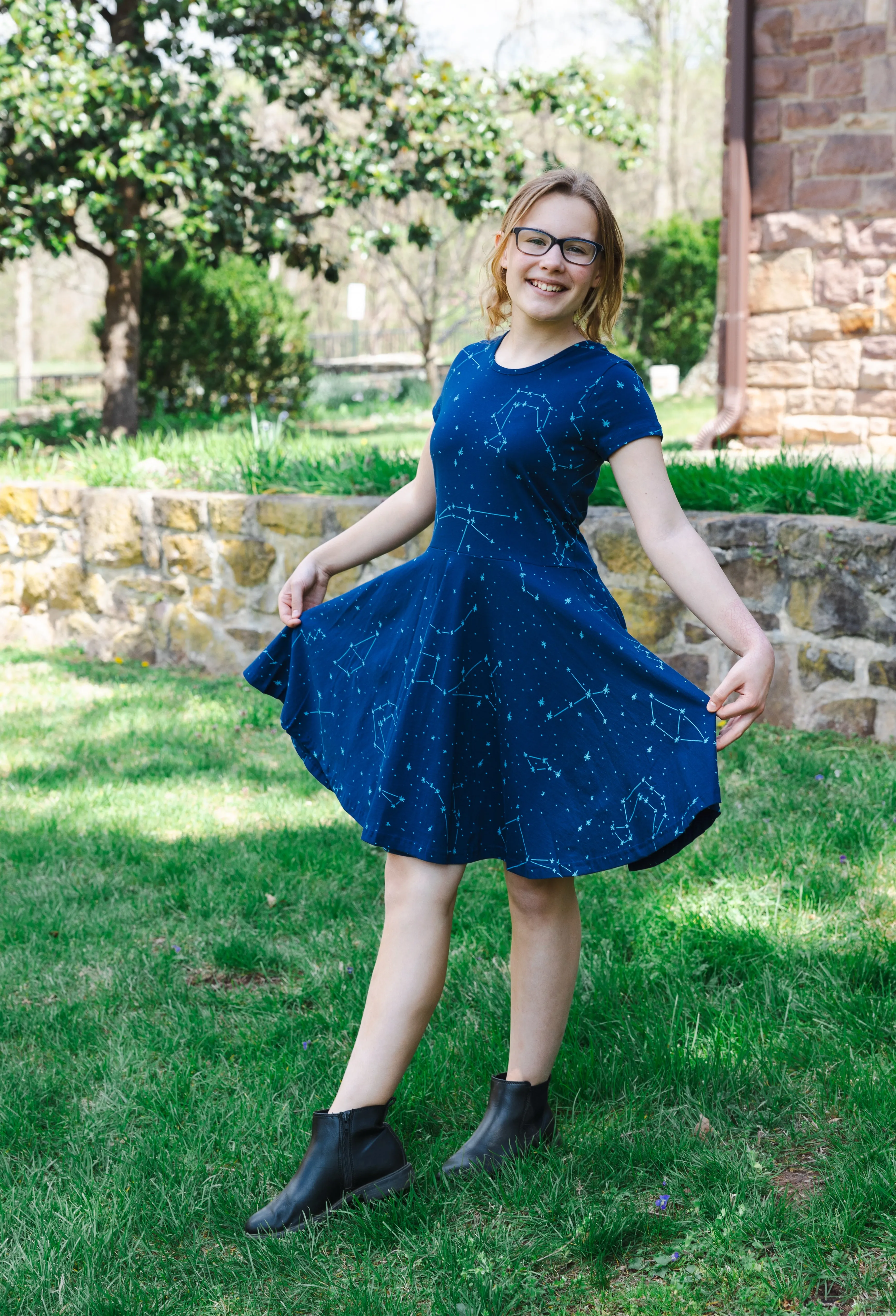 Constellations Glow-in-the-dark Navy Kids Dress