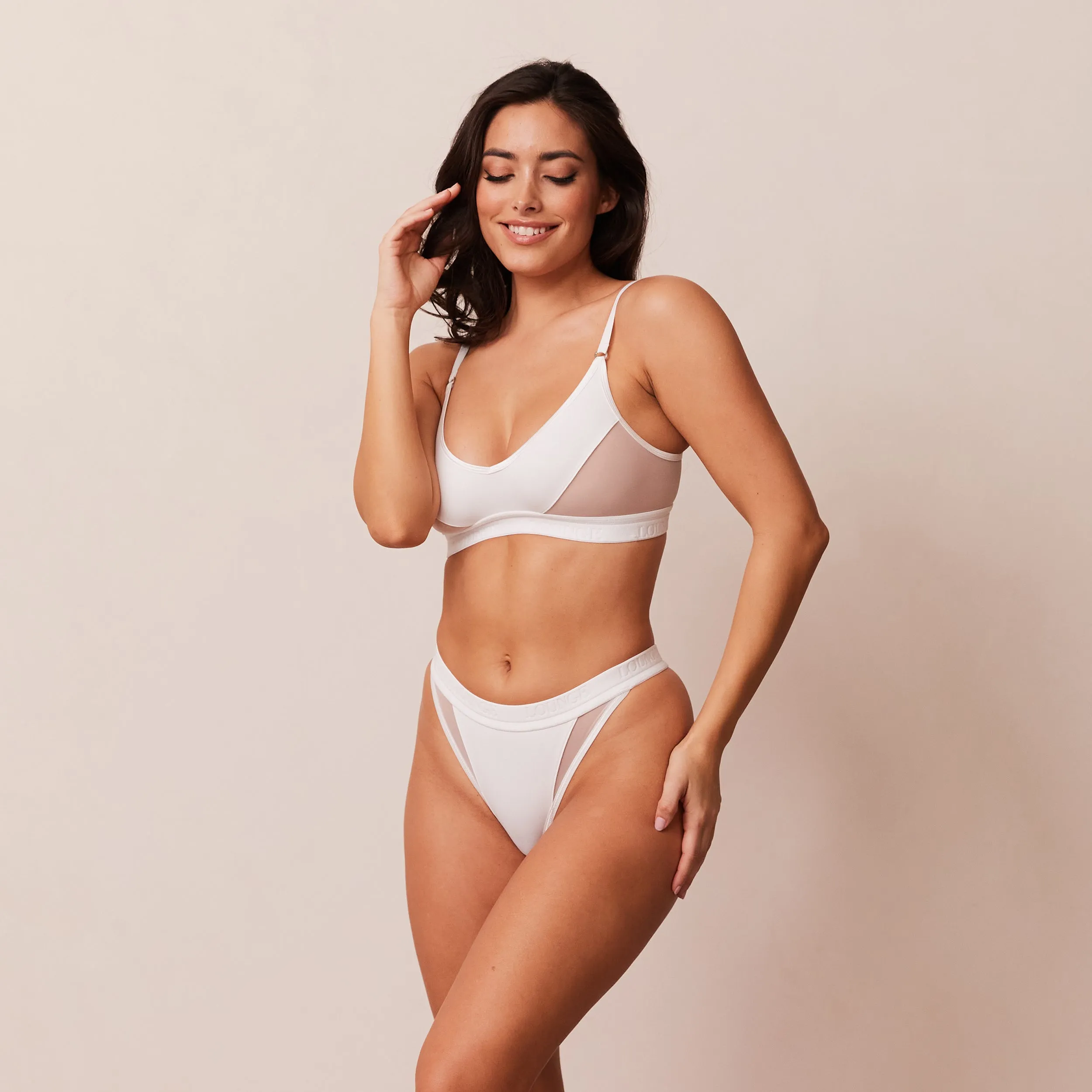 Contour Mesh Bra  - White