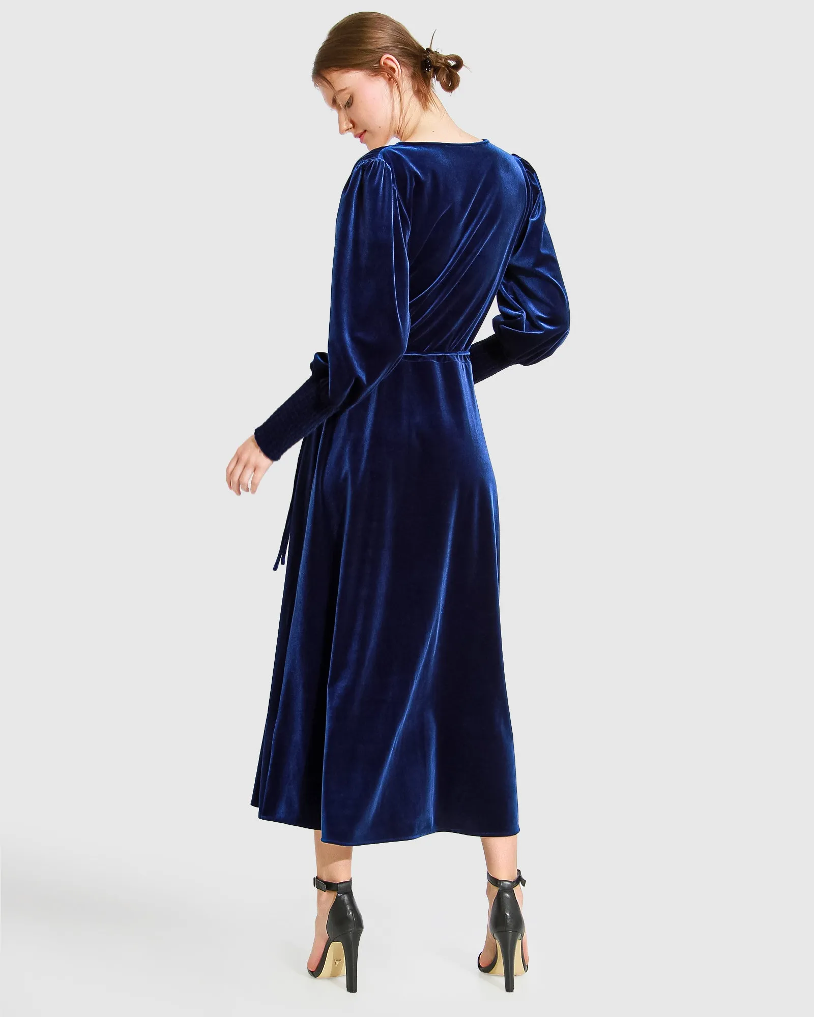 Current Mood Velvet Wrap Dress - Royal Blue