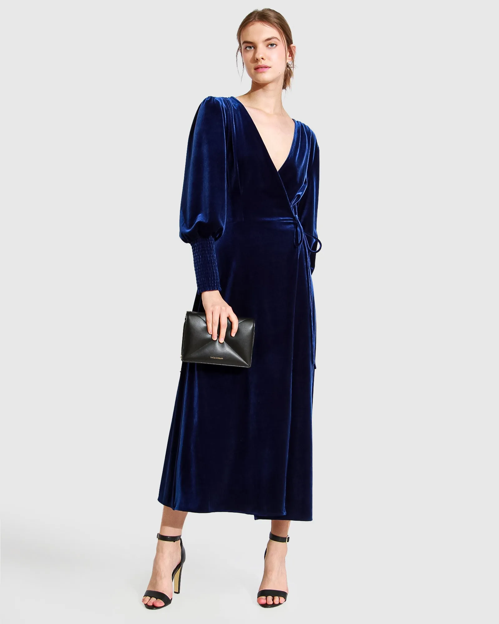 Current Mood Velvet Wrap Dress - Royal Blue