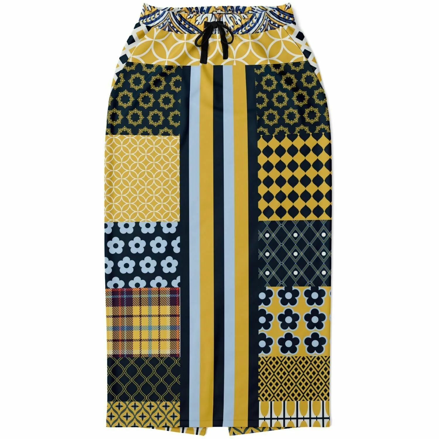 Dauphin Patchwork Stripe Eco-Poly Long Pocket Skirt