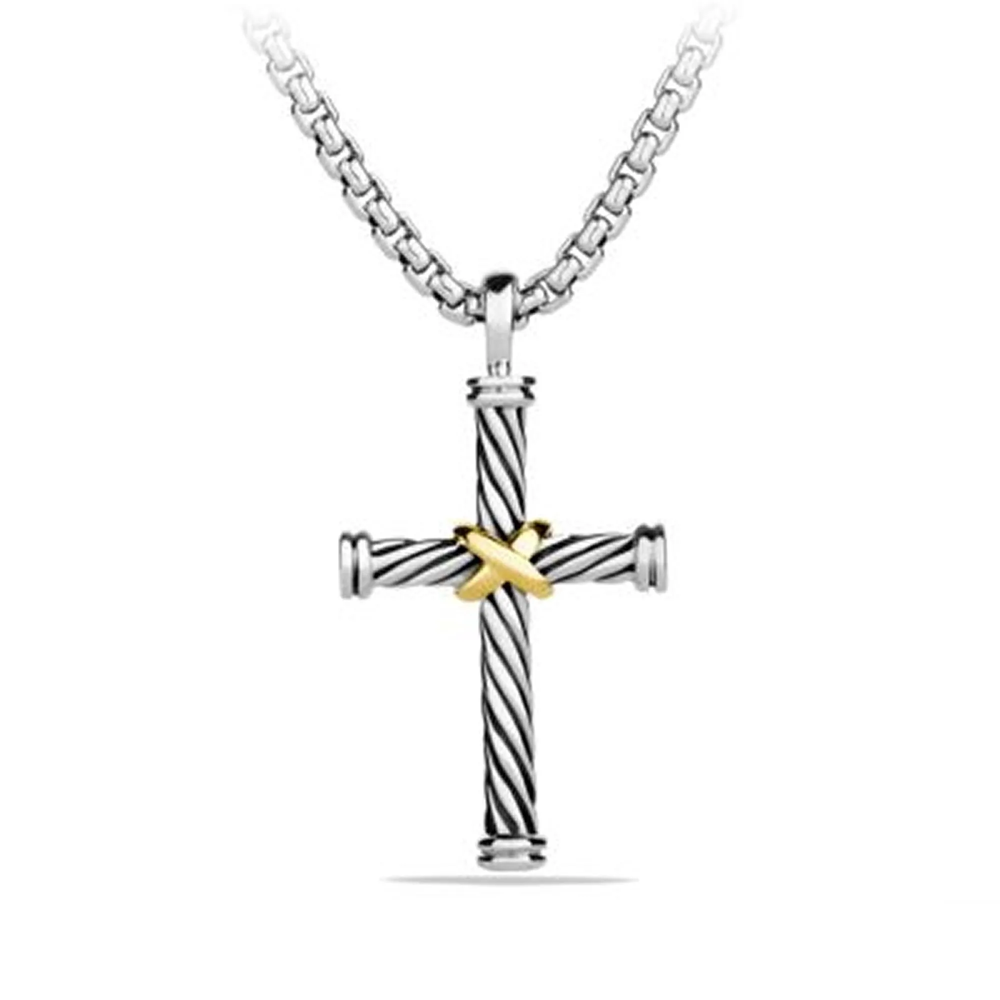 David Yurman Men's Cable X Cross Necklace with 18K Gold