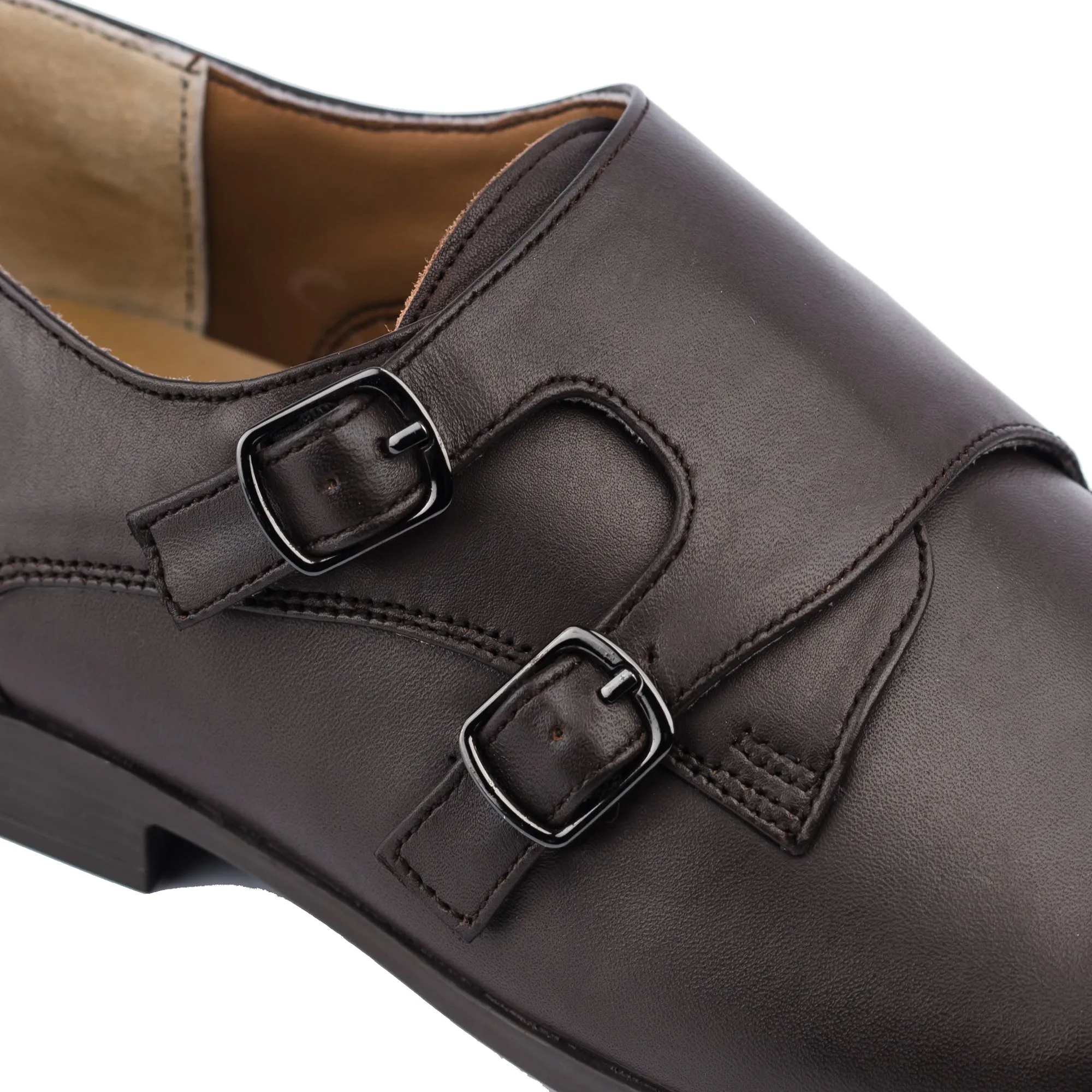 Double Monk Strap Loafers-Brown