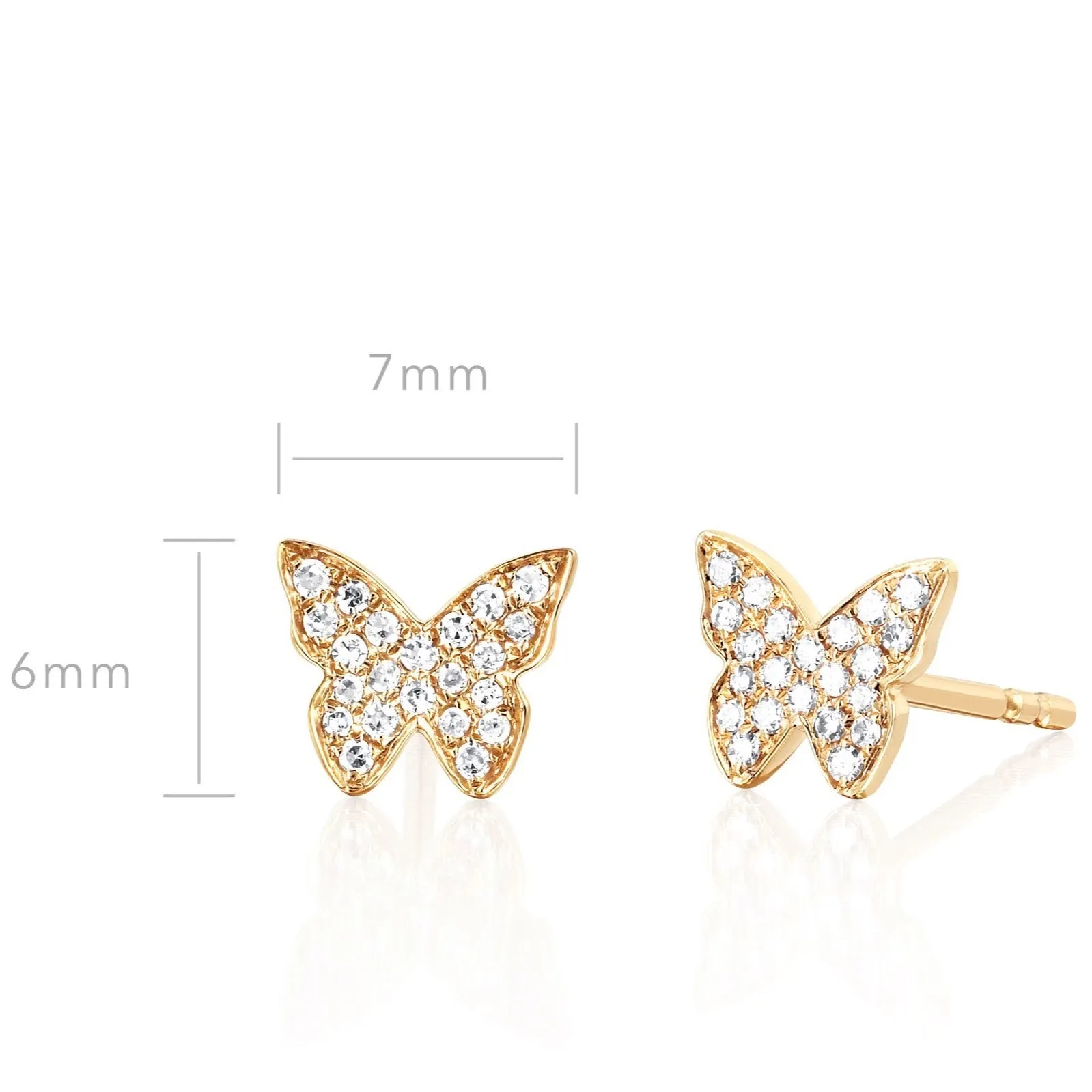 EF Collection - Diamond Butterfly Stud Earrings, Yellow Gold