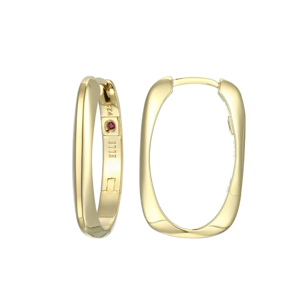 Elle Allure Yellow Gold Plated Rectangular Hoop Earrings