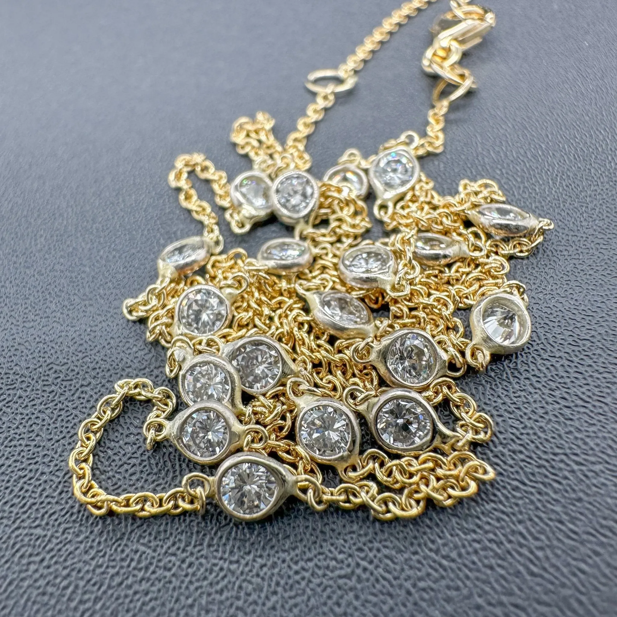 Estate 14K Y Gold 1.36ctw G-H/VS2-SI1 Diamonds By The Yard Necklace