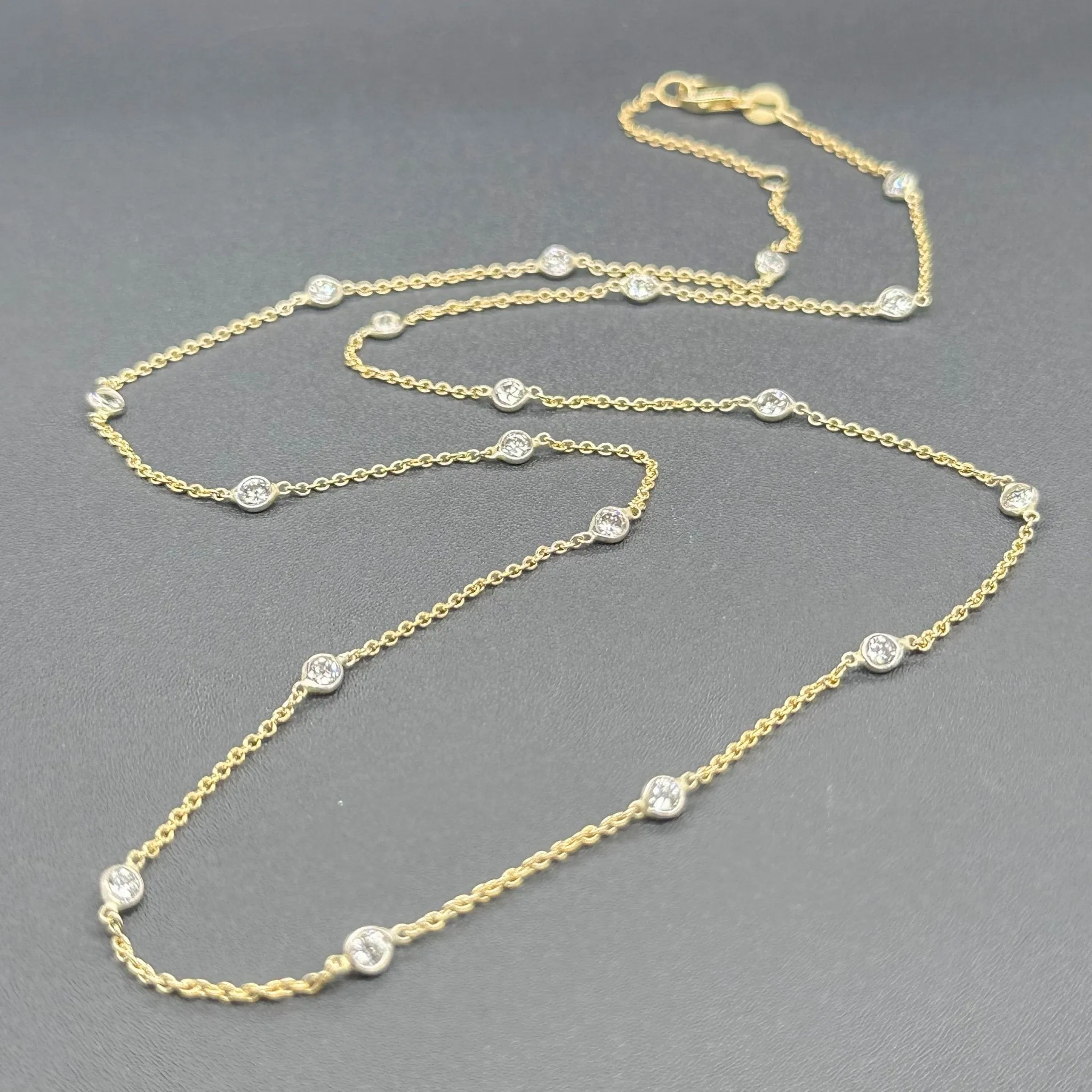 Estate 14K Y Gold 1.36ctw G-H/VS2-SI1 Diamonds By The Yard Necklace