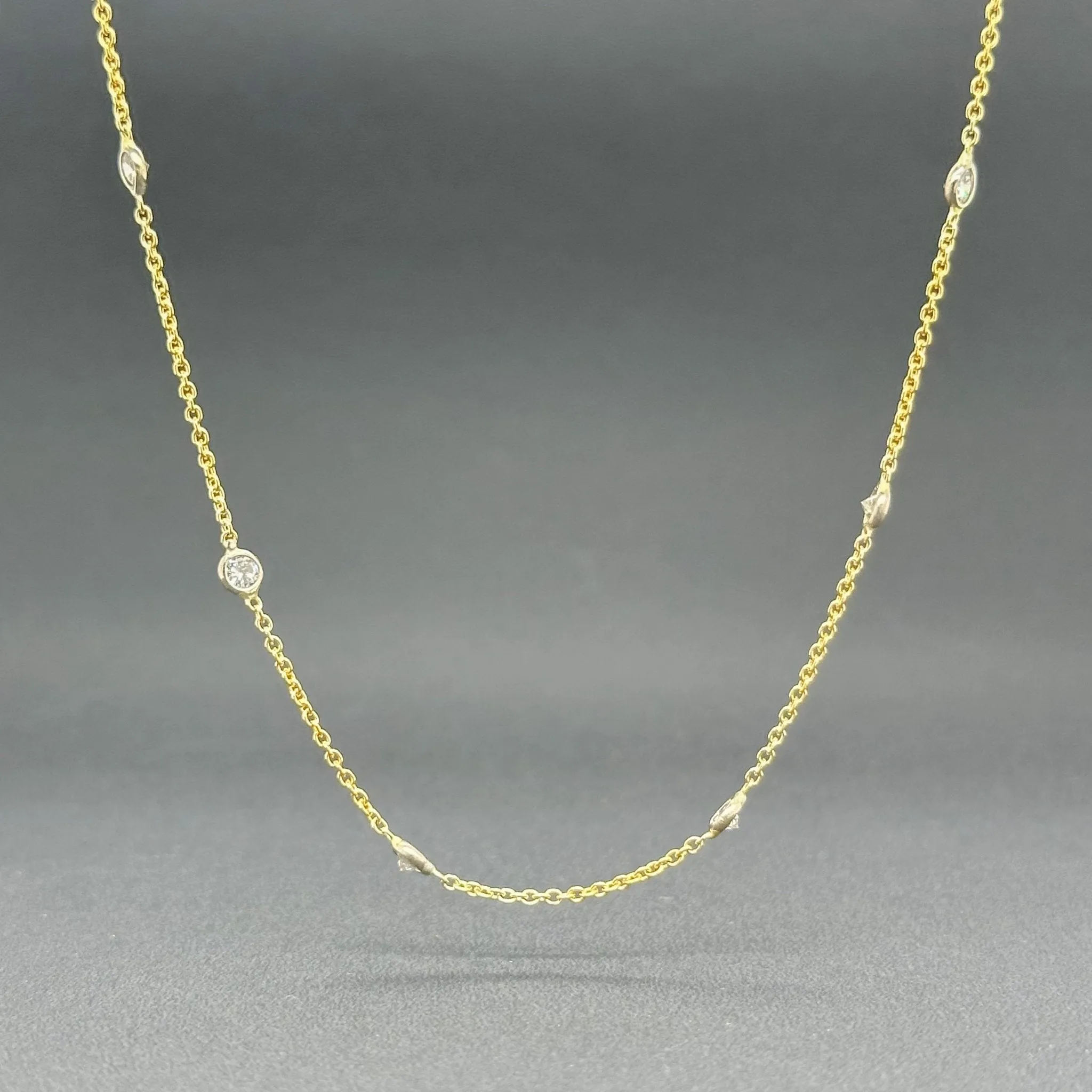 Estate 14K Y Gold 1.36ctw G-H/VS2-SI1 Diamonds By The Yard Necklace